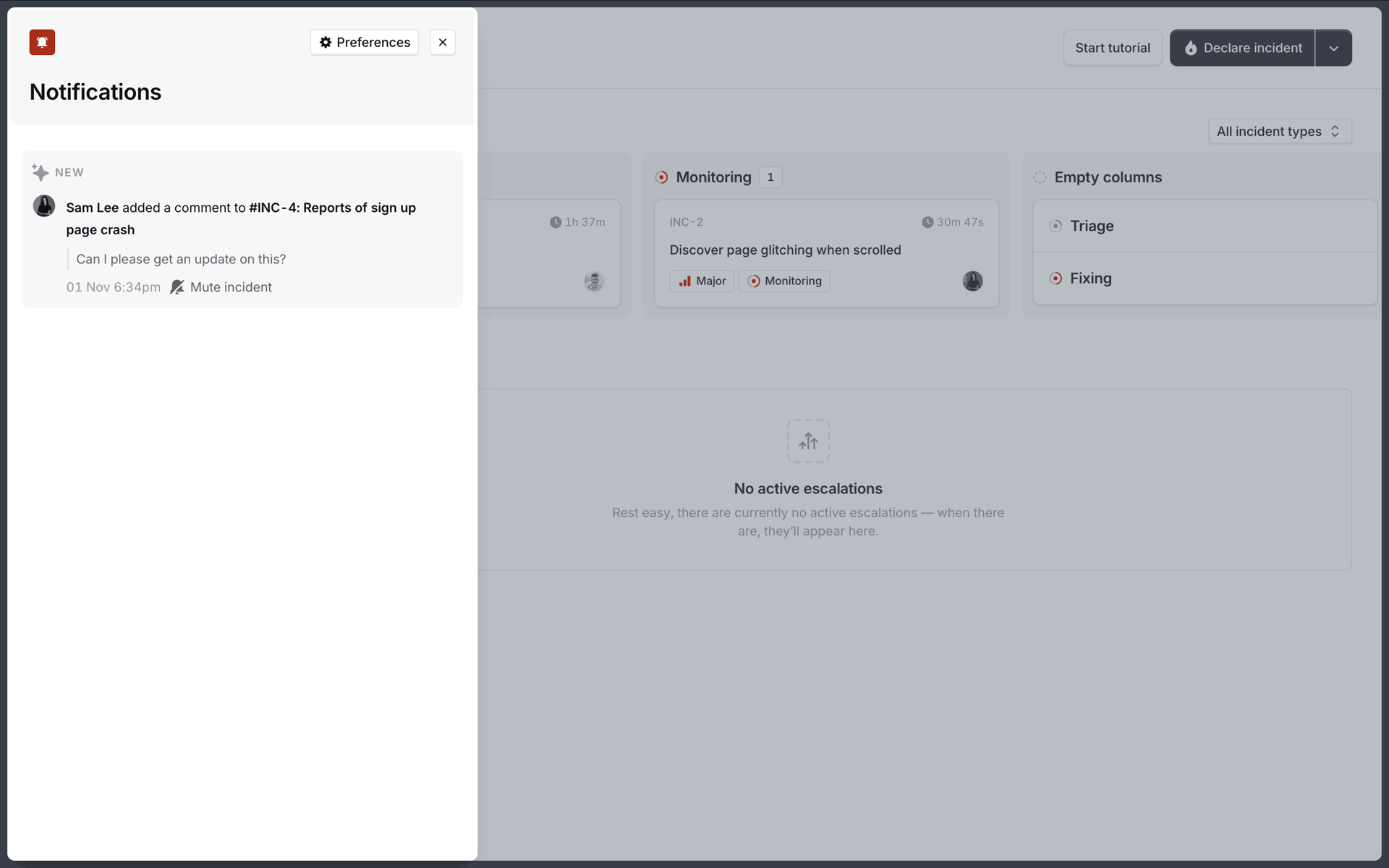 incident.io Web Developer Tools interface screenshot 18