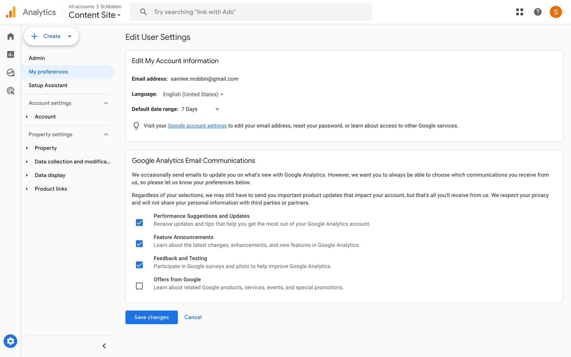 Google Analytics Web Business interface screenshot 19