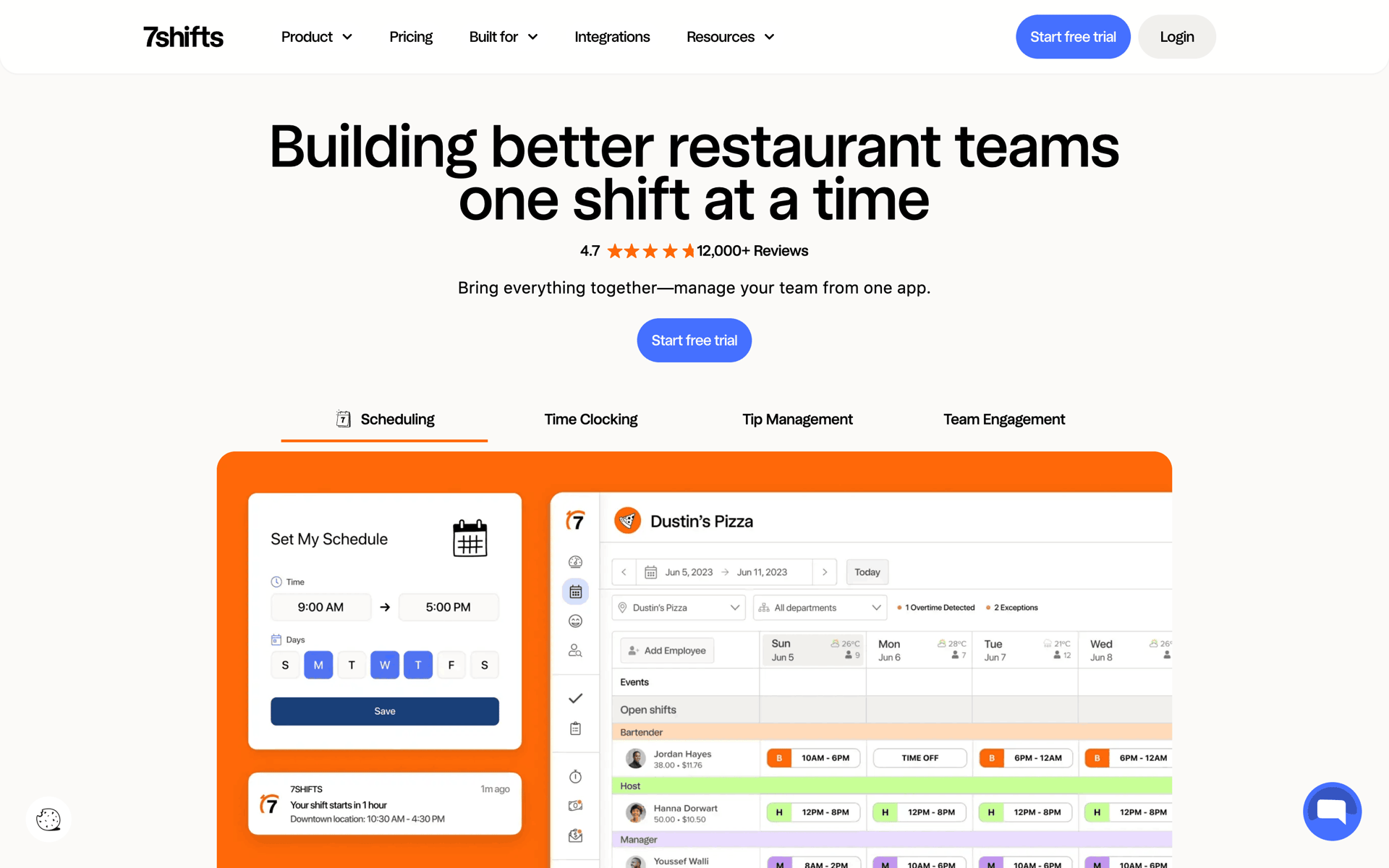 7shifts Web Business interface screenshot 1