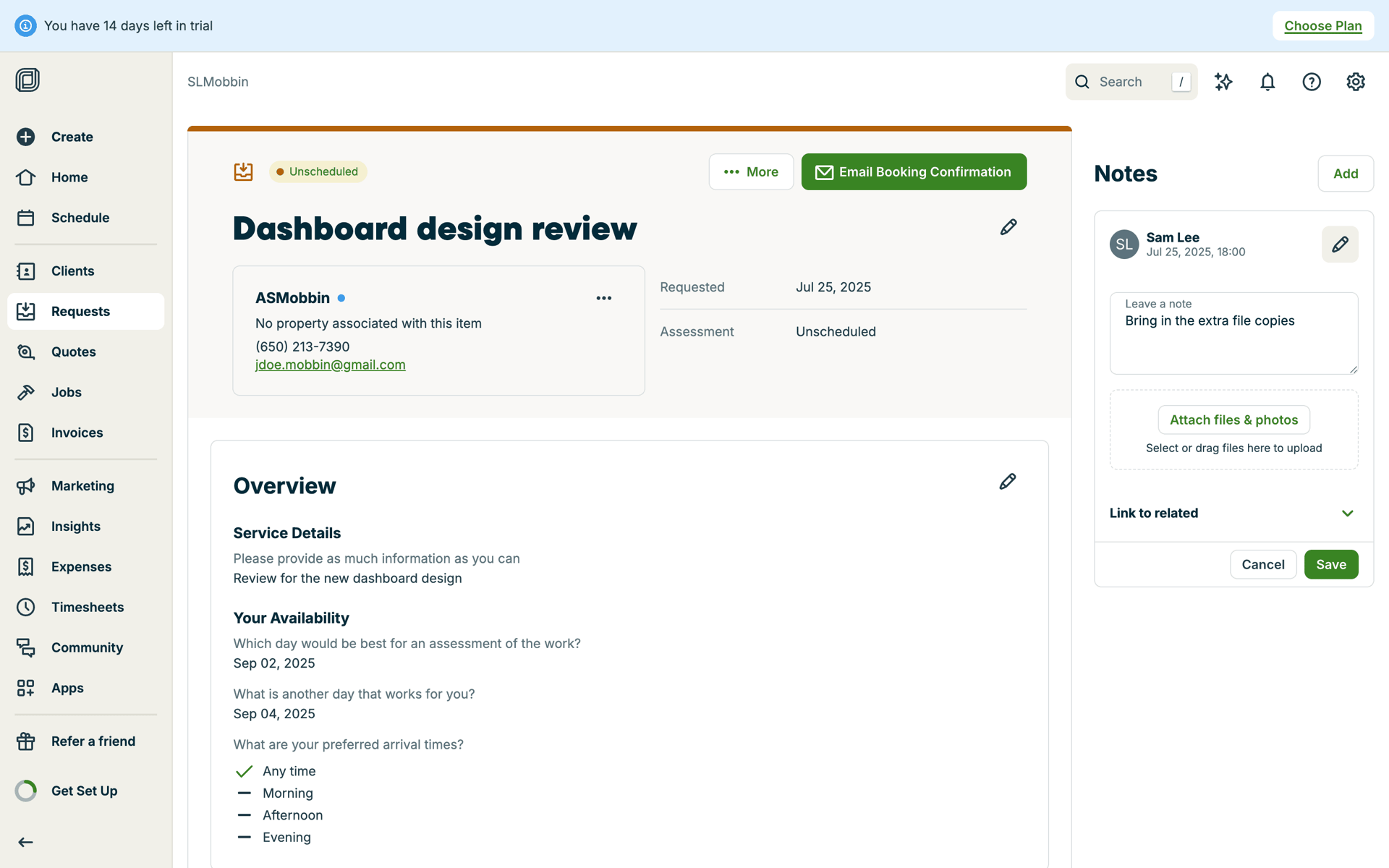 Jobber Web Business interface screenshot 10