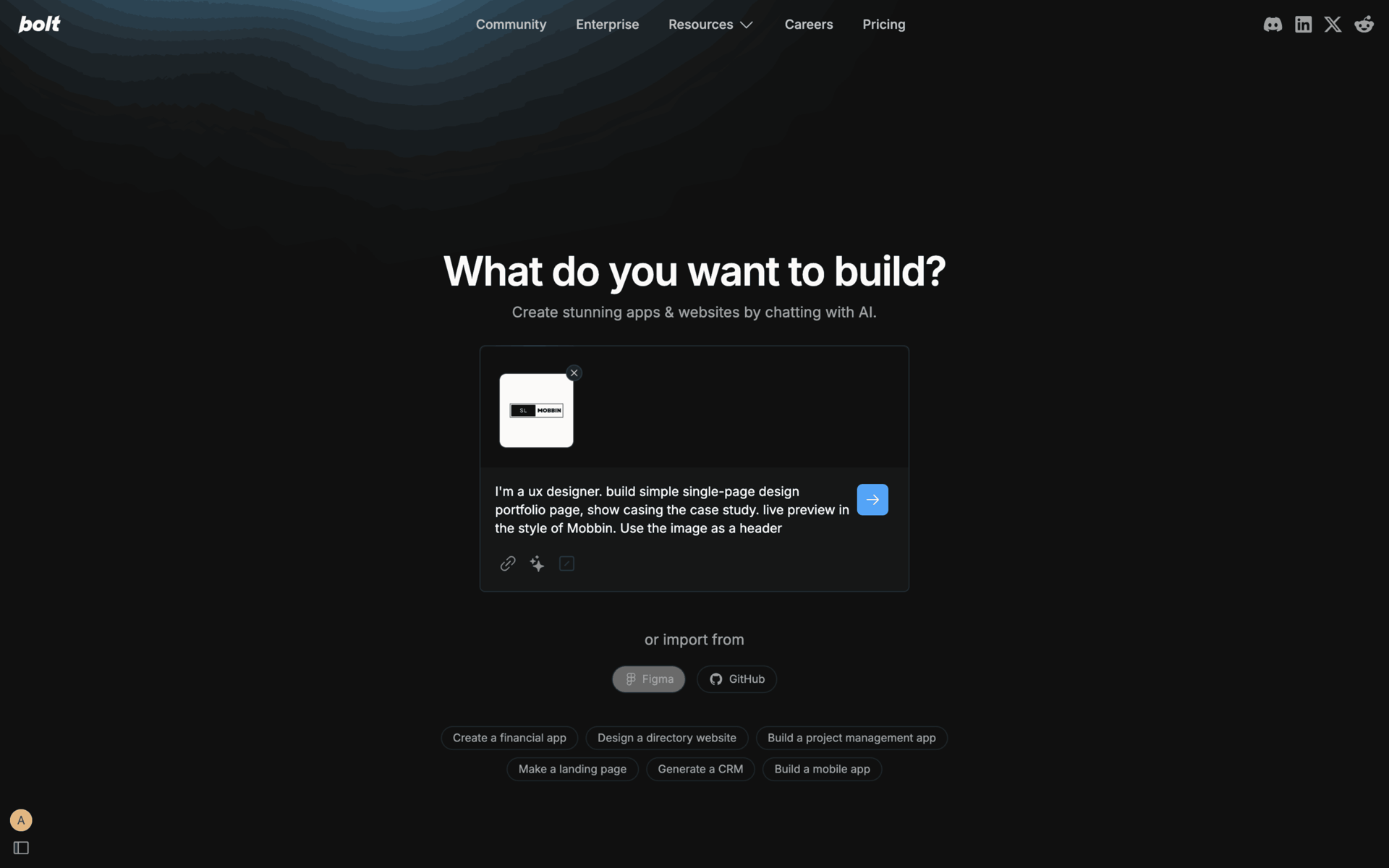 Bolt.new Web Developer Tools interface screenshot 19