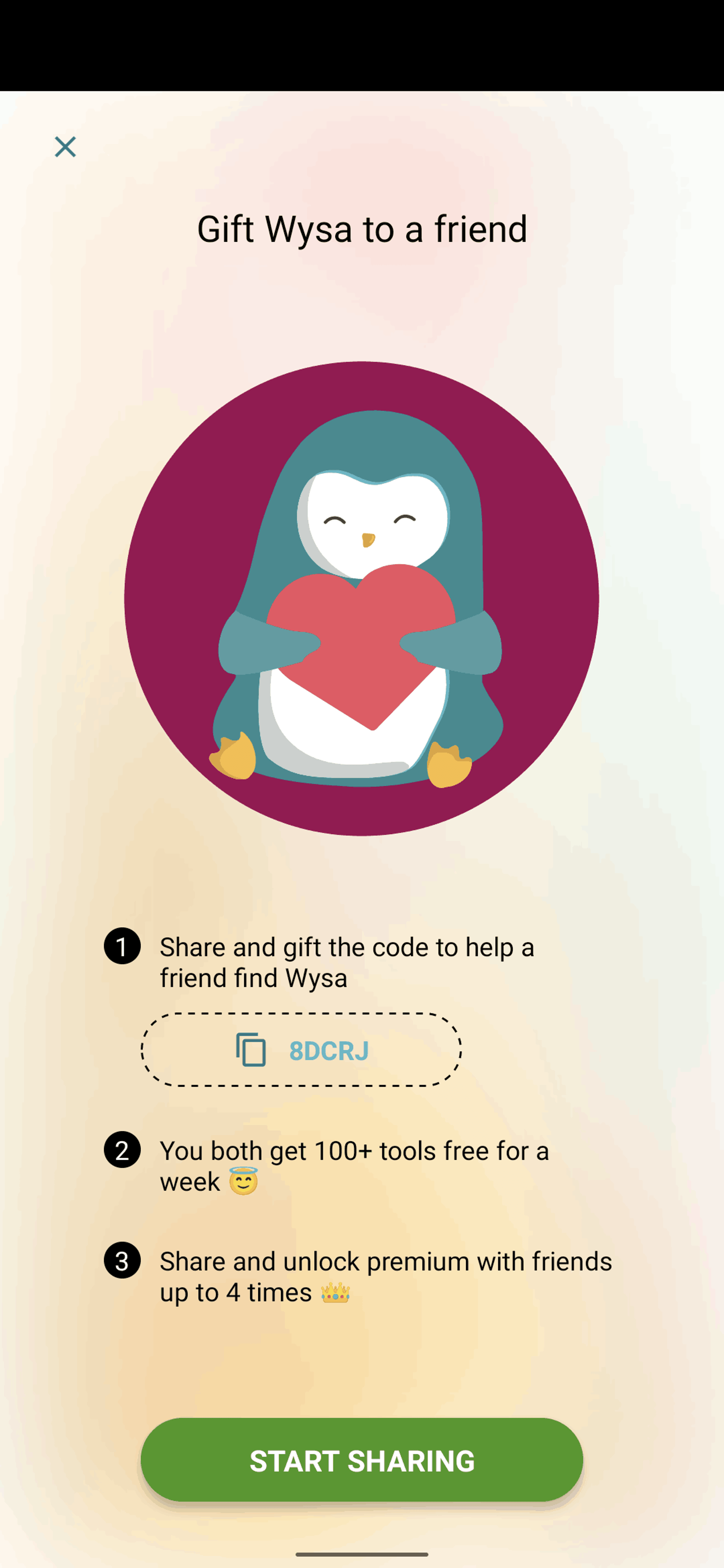 Wysa Android AI interface screenshot 7