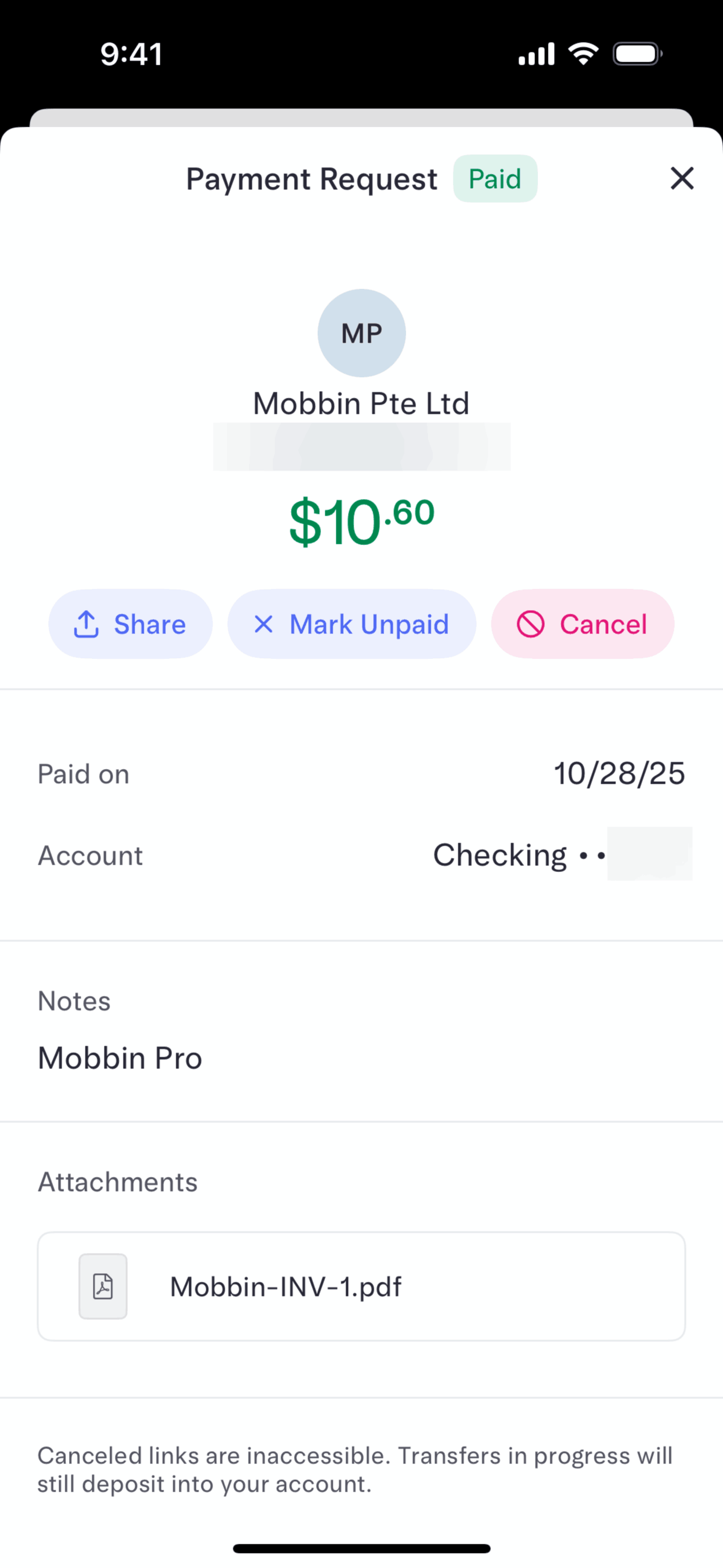 Mercury iOS Finance interface screenshot 14