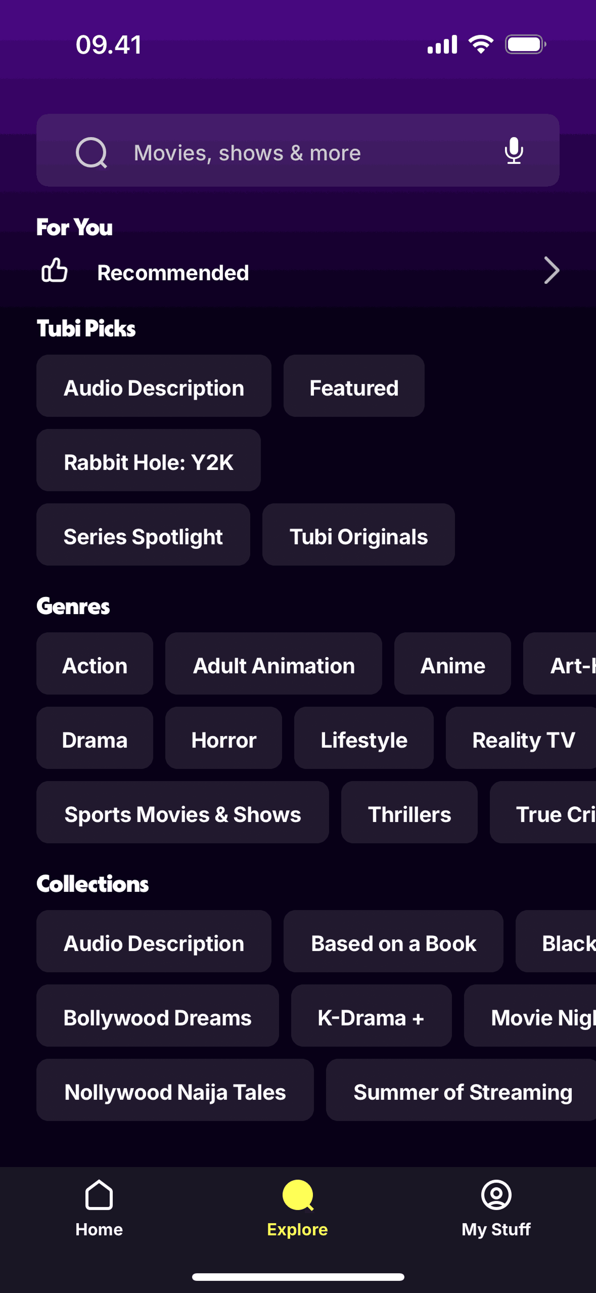 Tubi iOS Entertainment interface screenshot 18