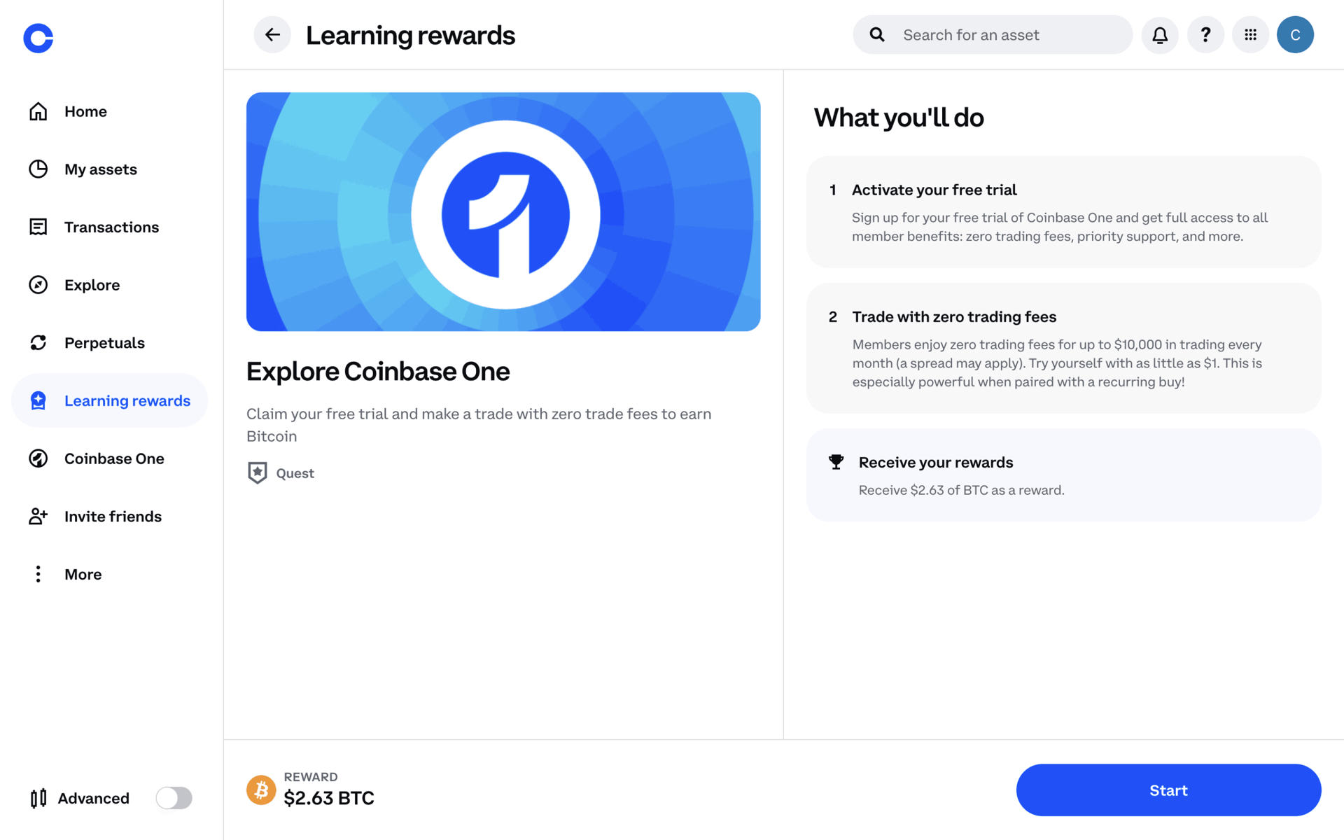 Coinbase Web Finance interface screenshot 16