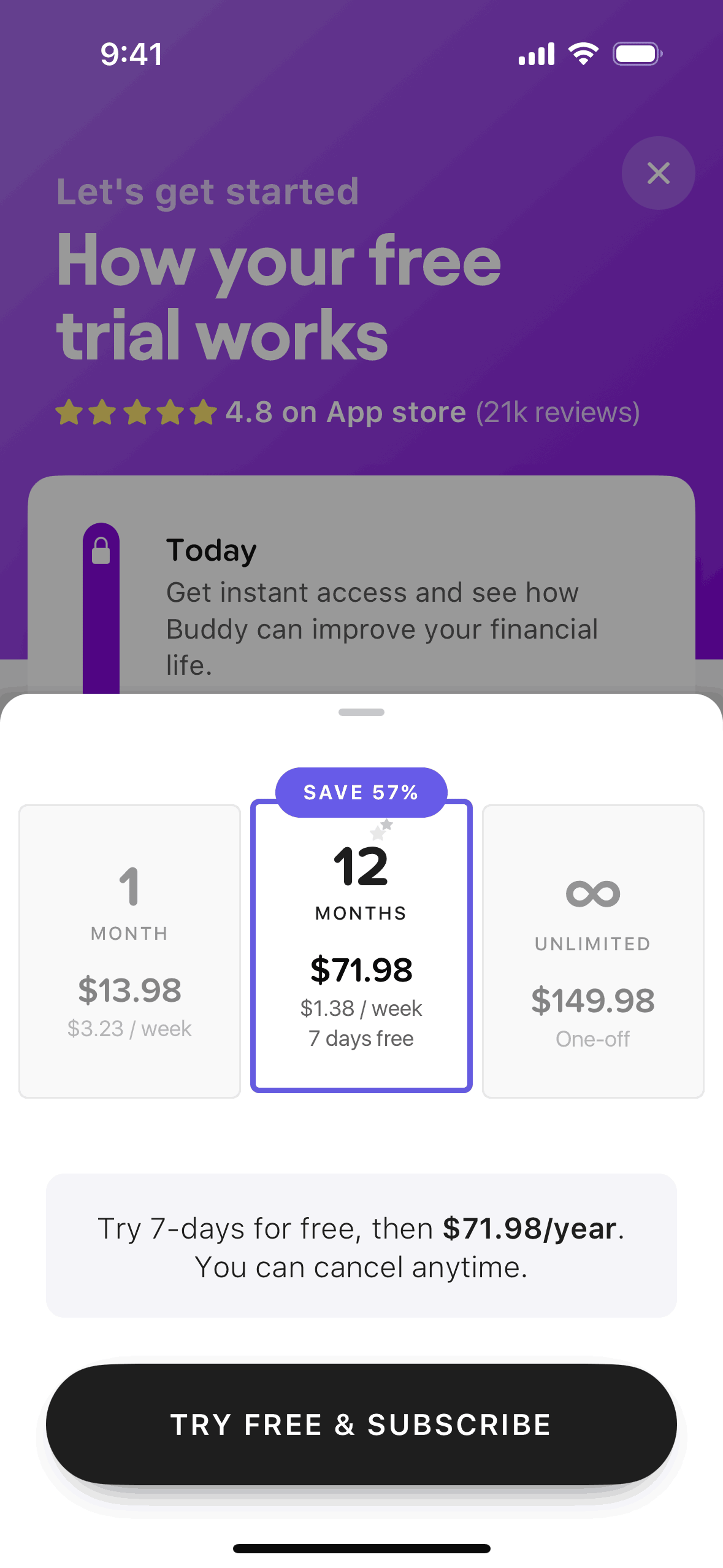 Buddy iOS Finance interface screenshot 3