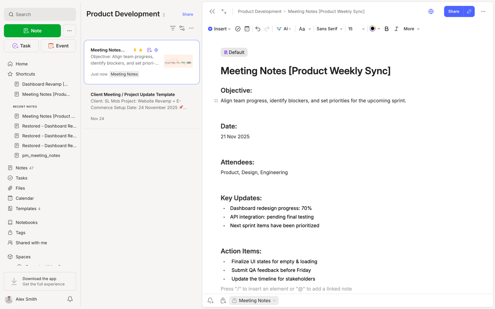 Evernote Web Productivity interface screenshot 17