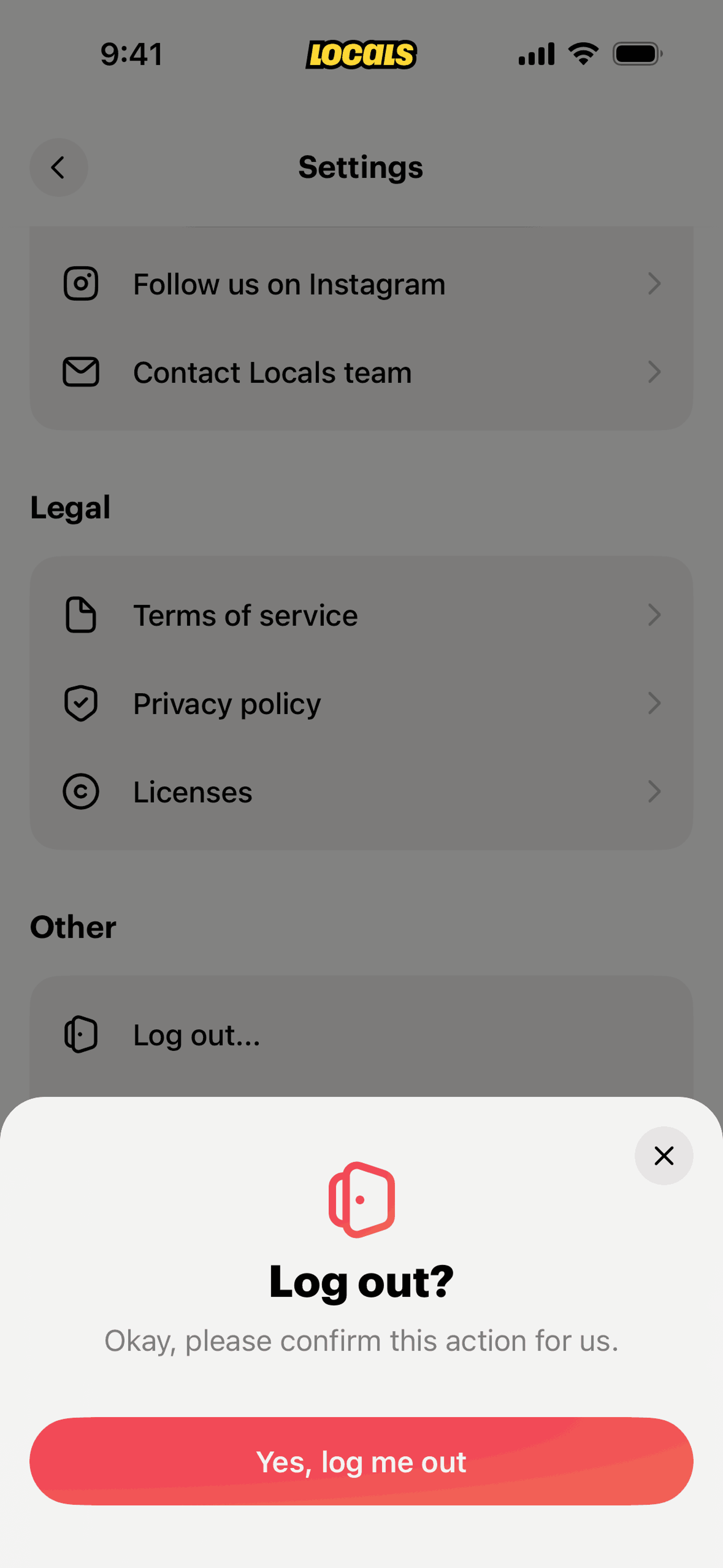 Locals iOS Social Networking interface screenshot 13