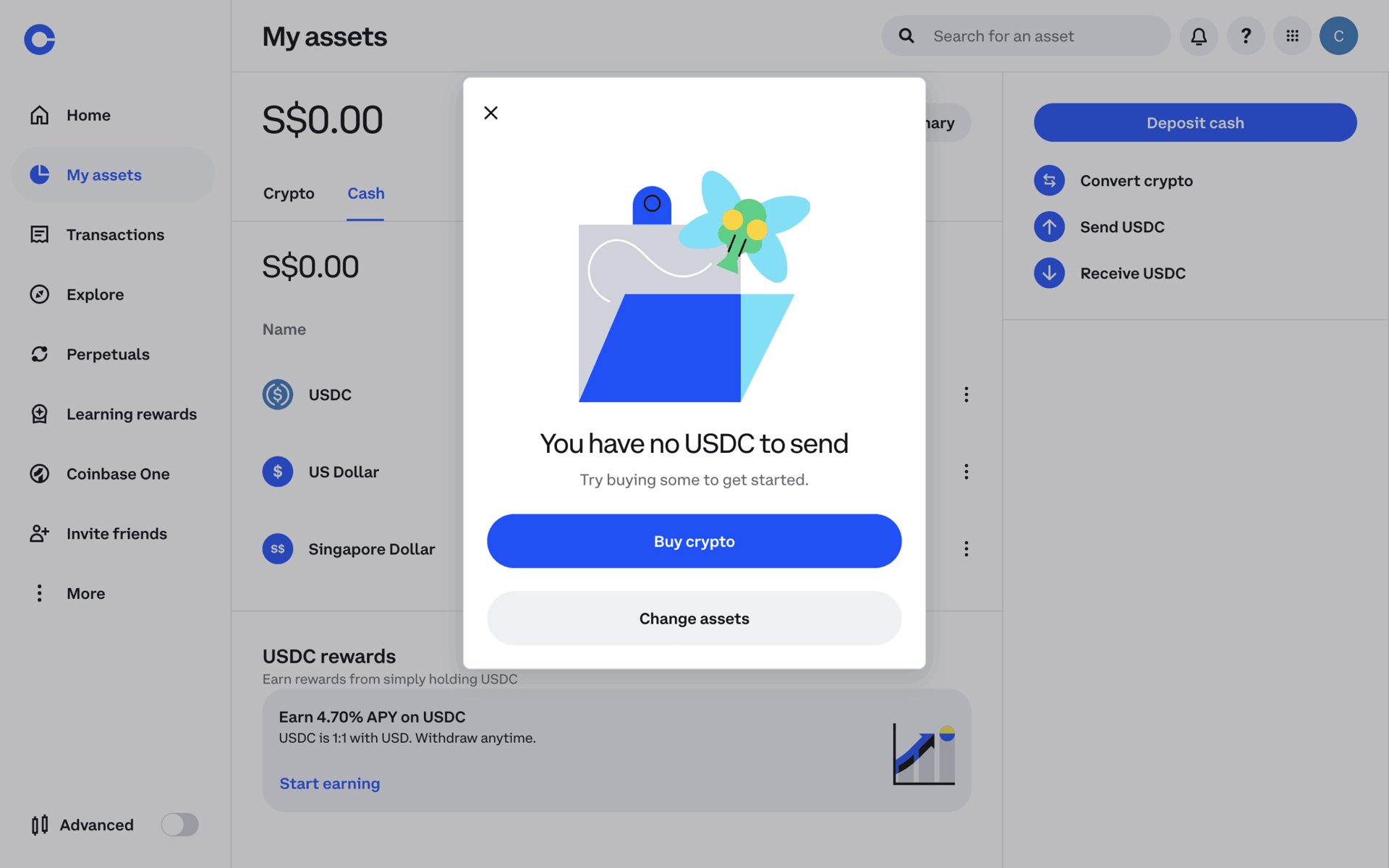 Coinbase Web Finance interface screenshot 8