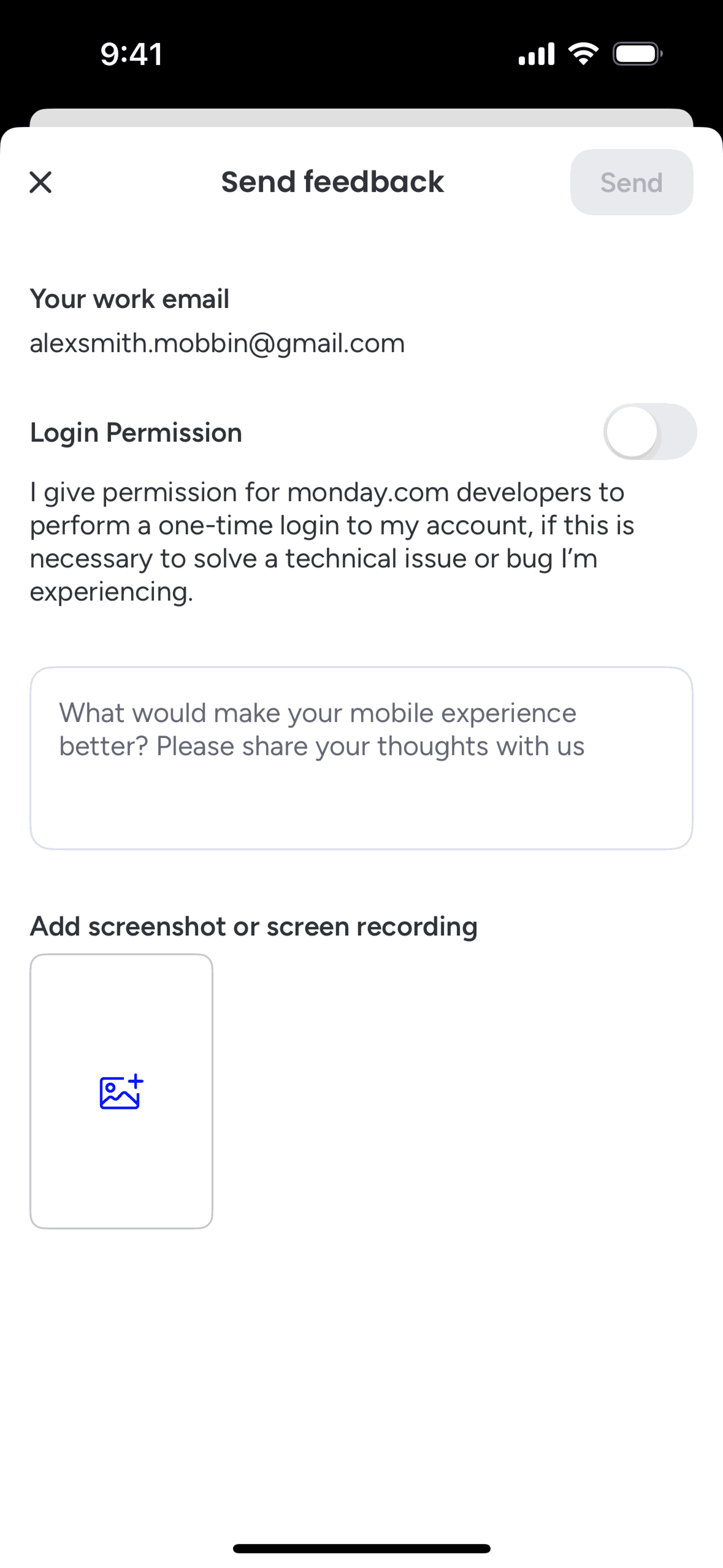 monday.com iOS Collaboration interface screenshot 13