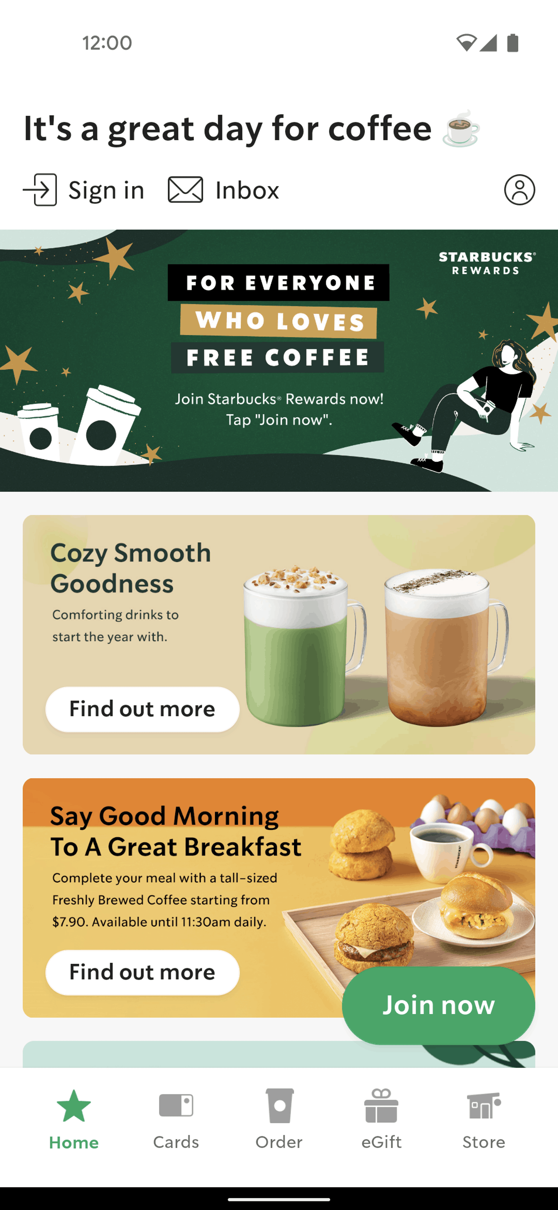 Starbucks Android Food & Drink interface screenshot 8