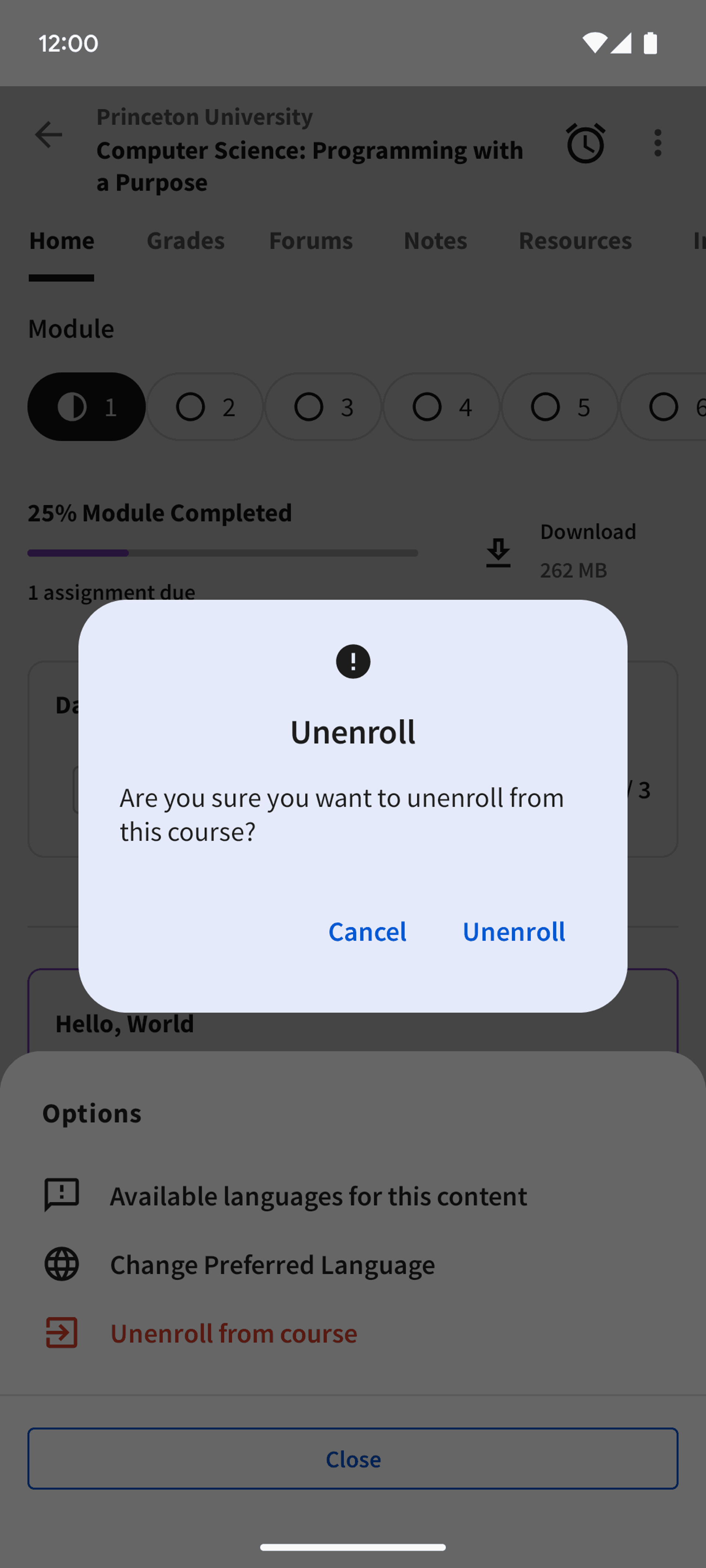 Coursera Android Education interface screenshot 19