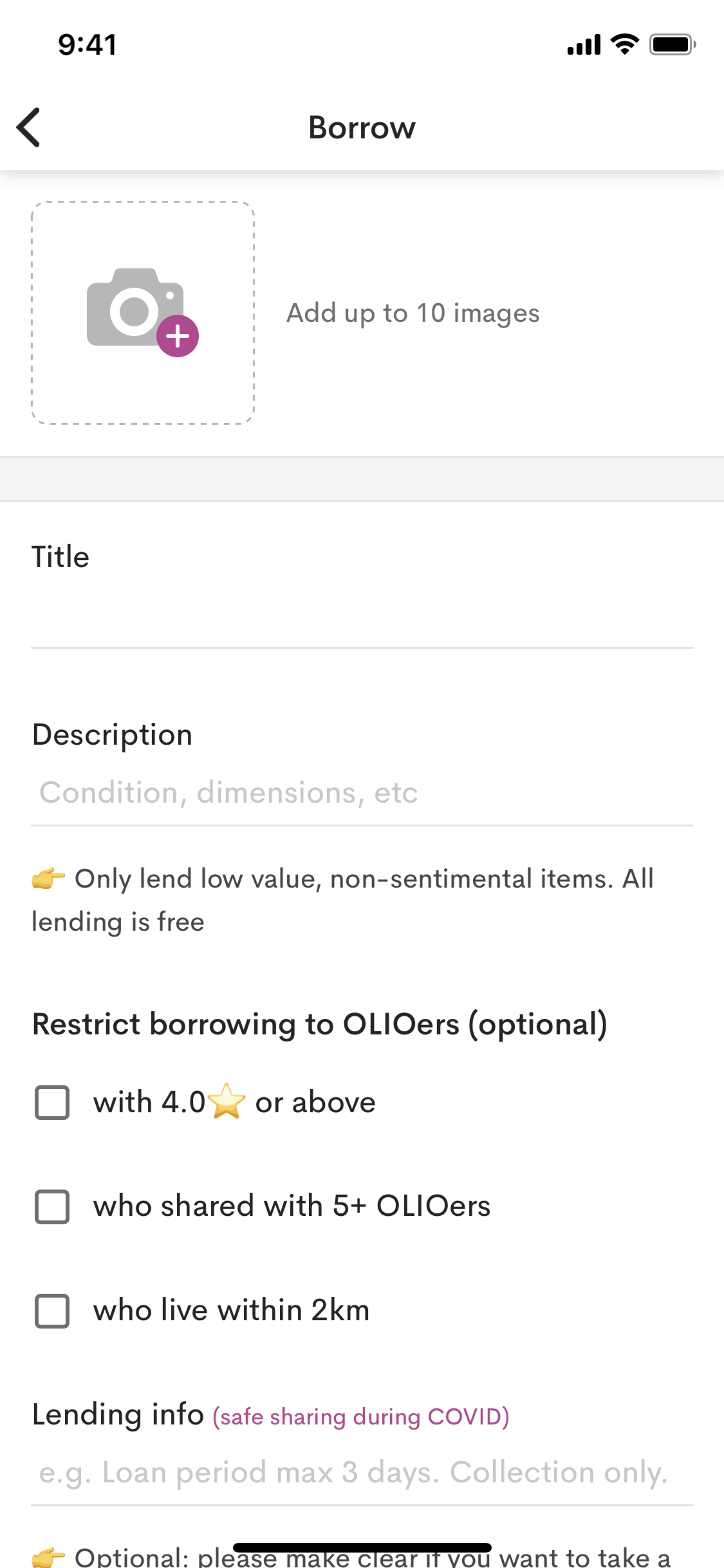OLIO iOS Food & Drink interface screenshot 9