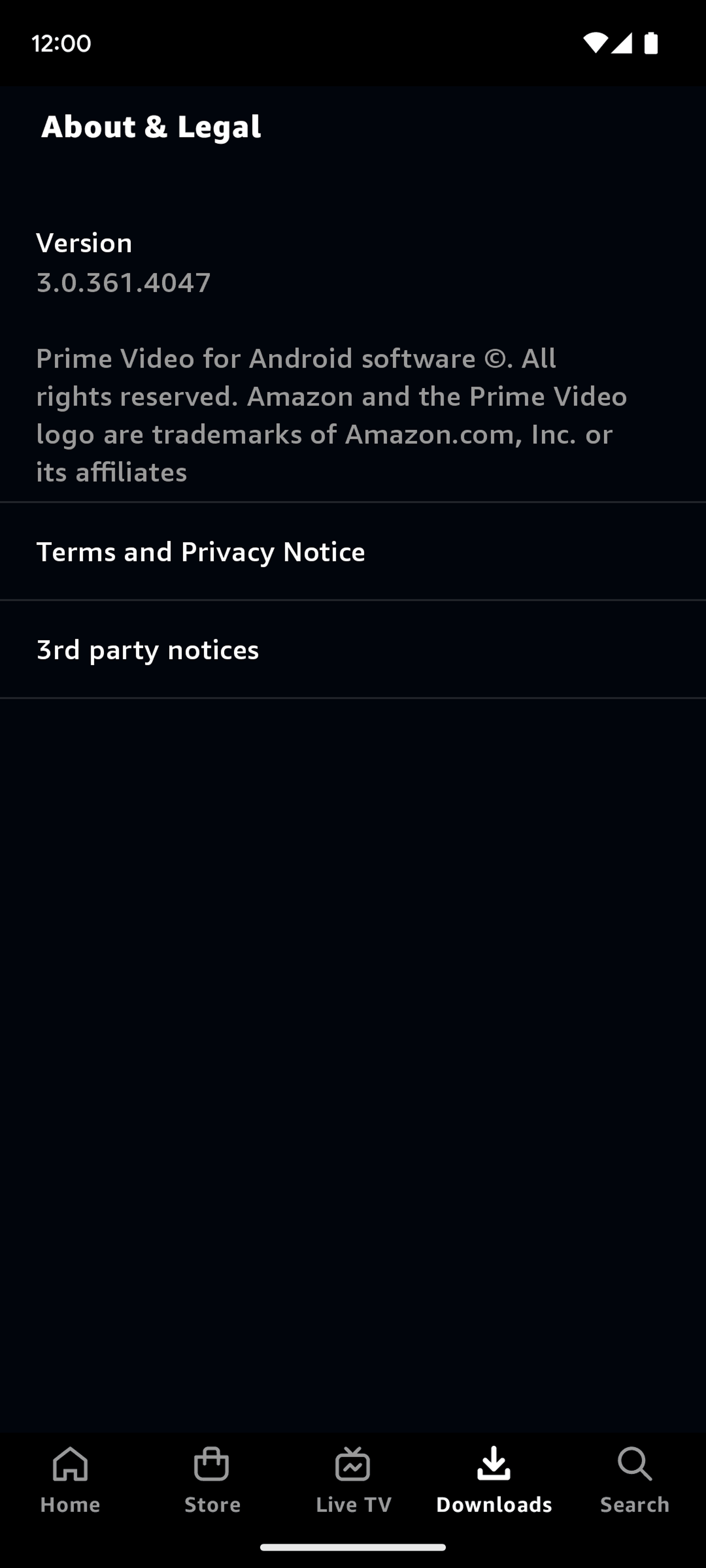 Prime Video Android Entertainment interface screenshot 16