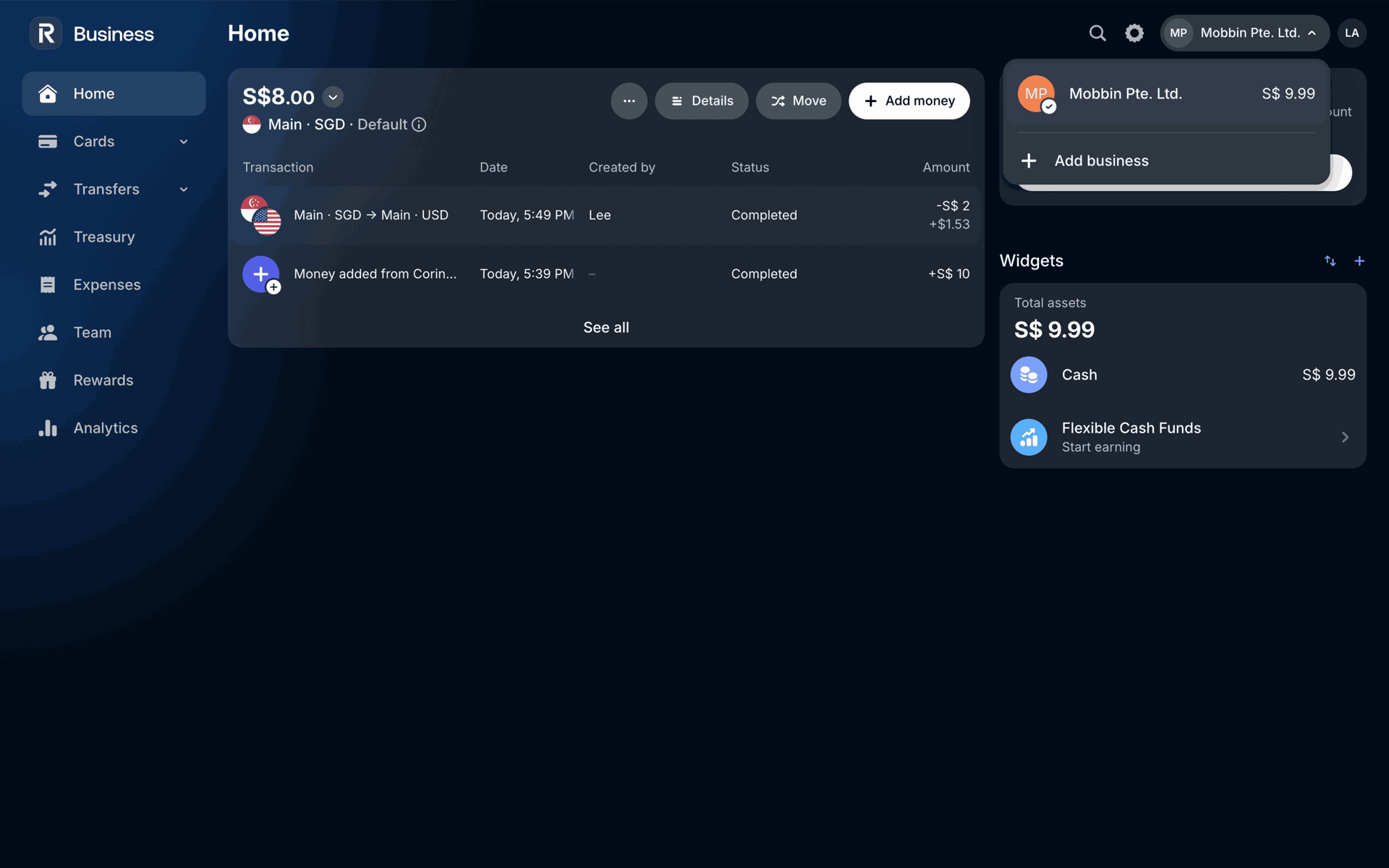 Revolut Business Web Finance interface screenshot 20