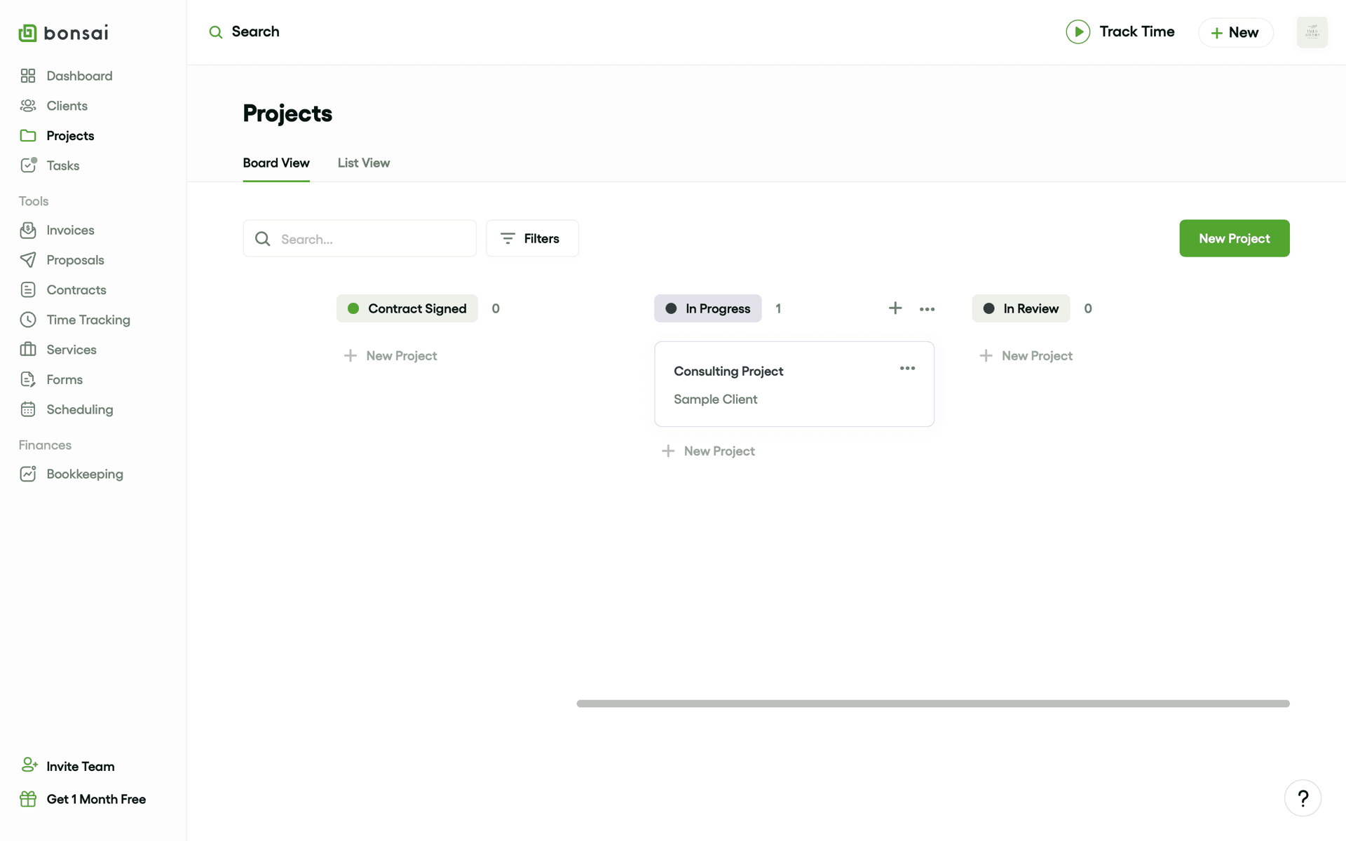 Bonsai Web Finance interface screenshot 20