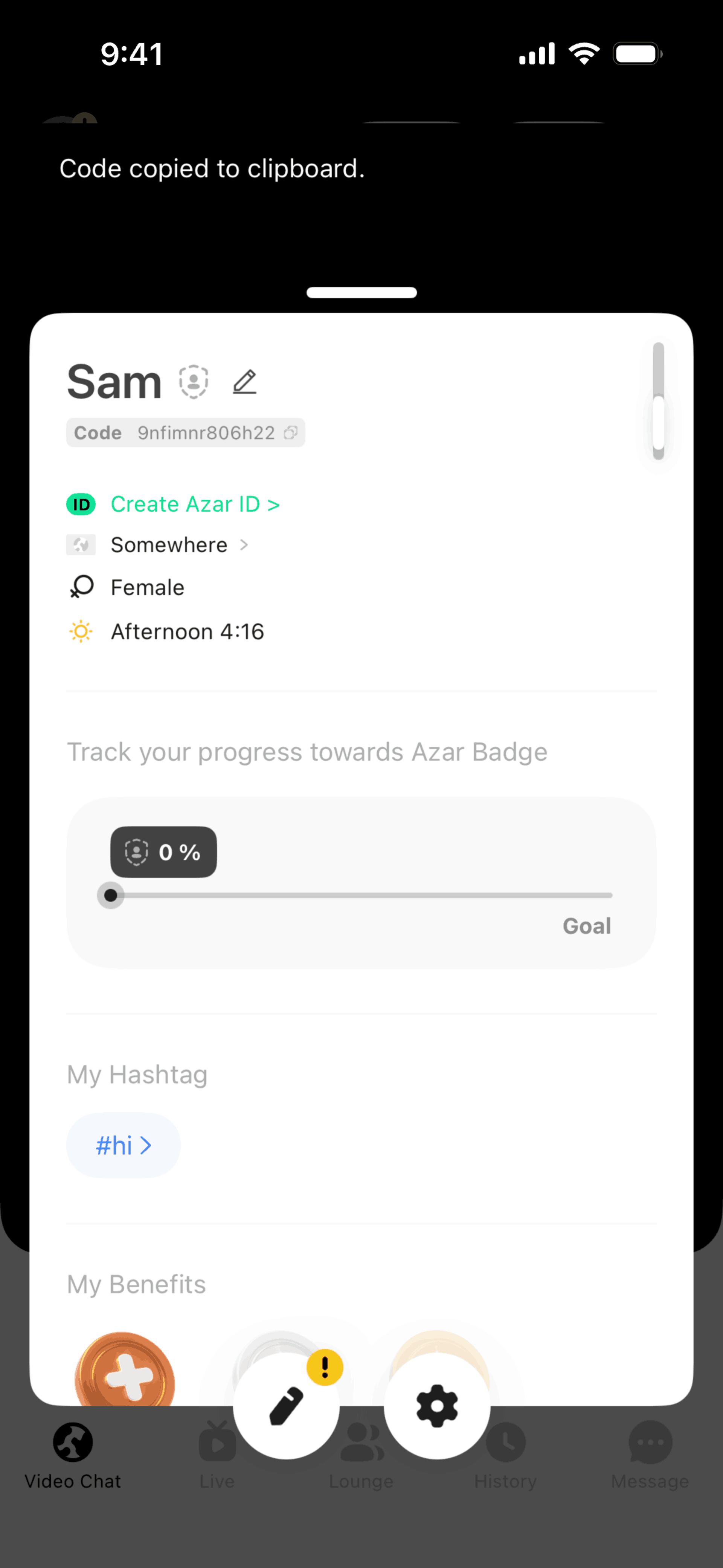 Azar iOS Social Networking interface screenshot 2
