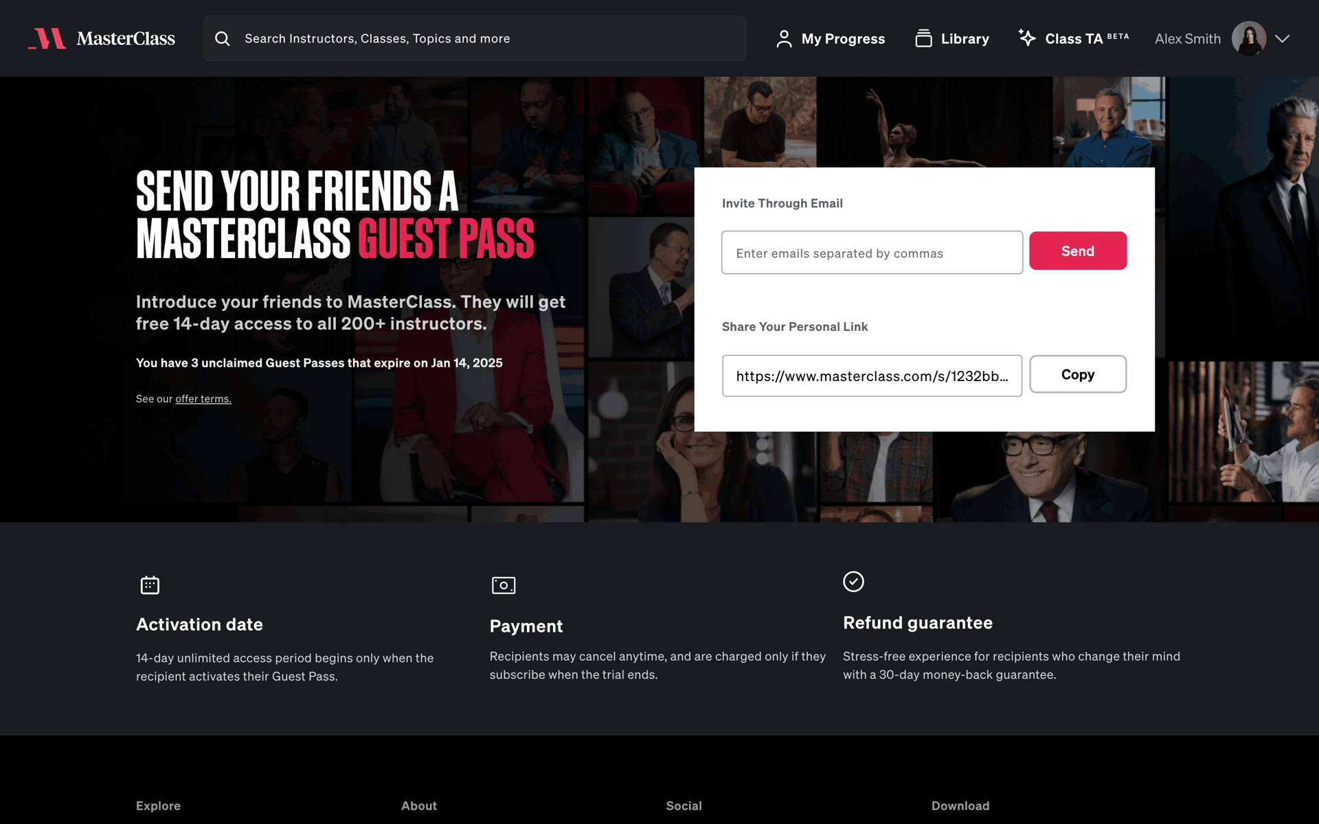 MasterClass Web Business interface screenshot 12