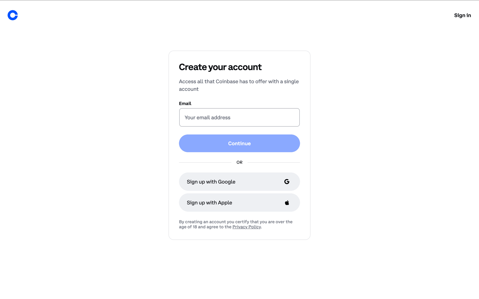 Coinbase Web Finance interface screenshot 3