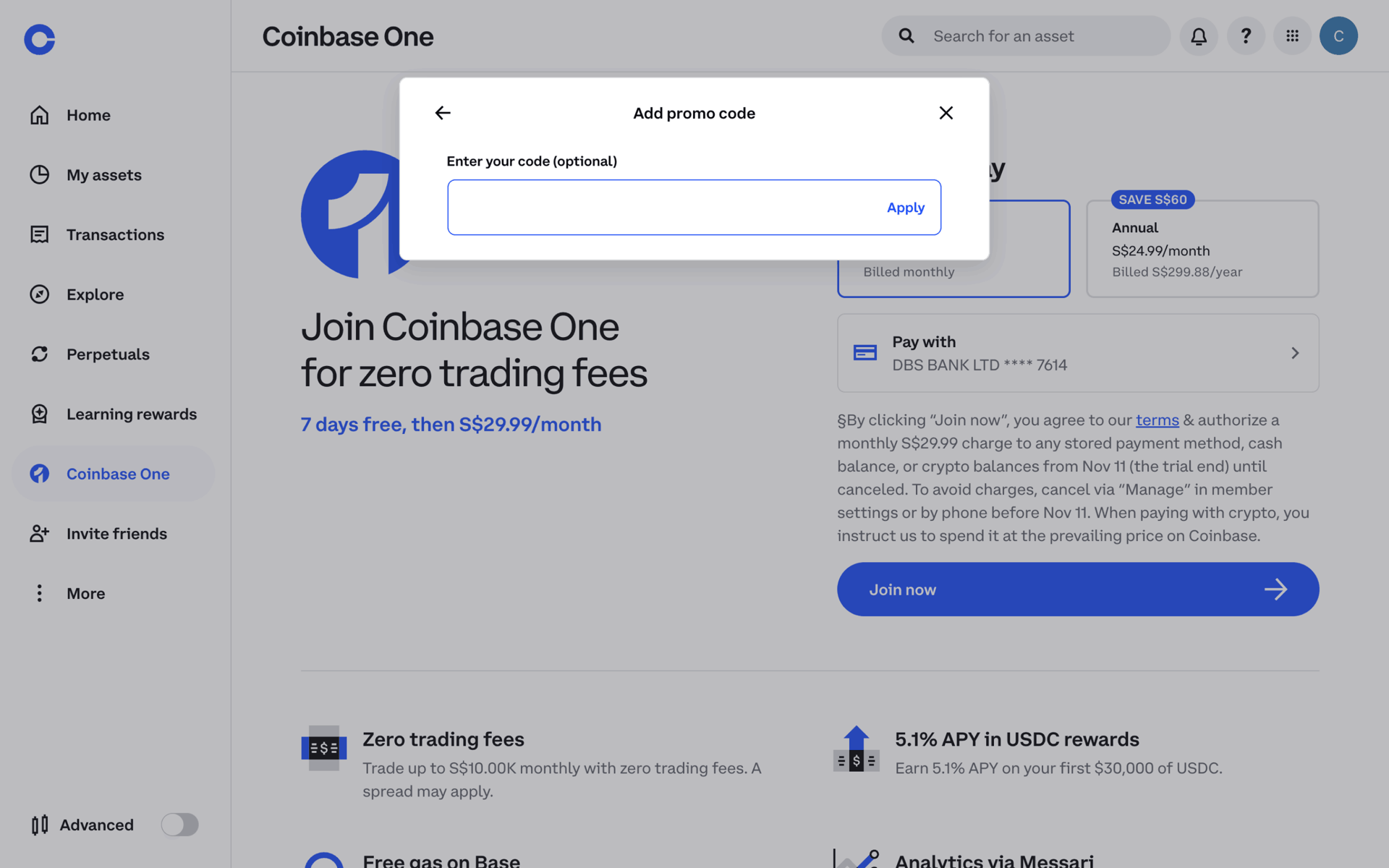 Coinbase Web Finance interface screenshot 21