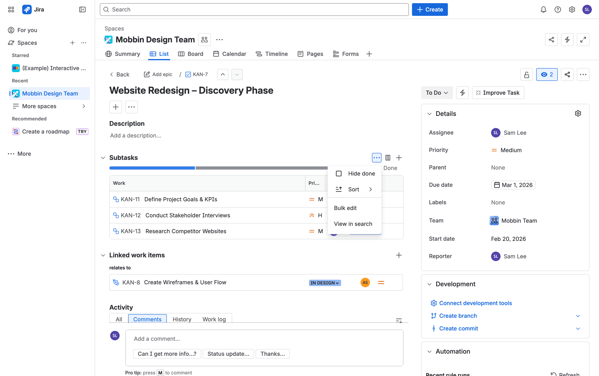 Jira Web Business interface screenshot 5