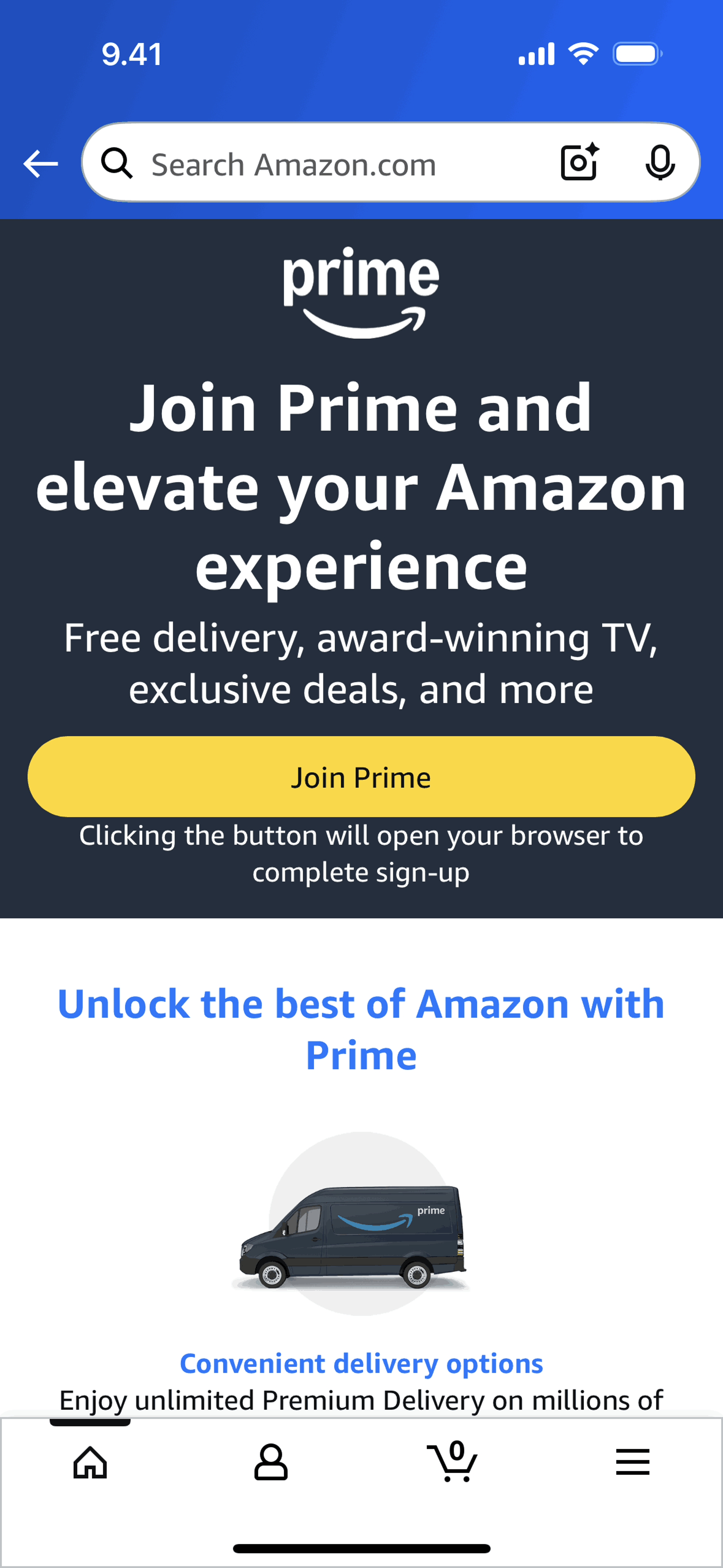 Join Prime on Amazon Shopping (ios) screen 2