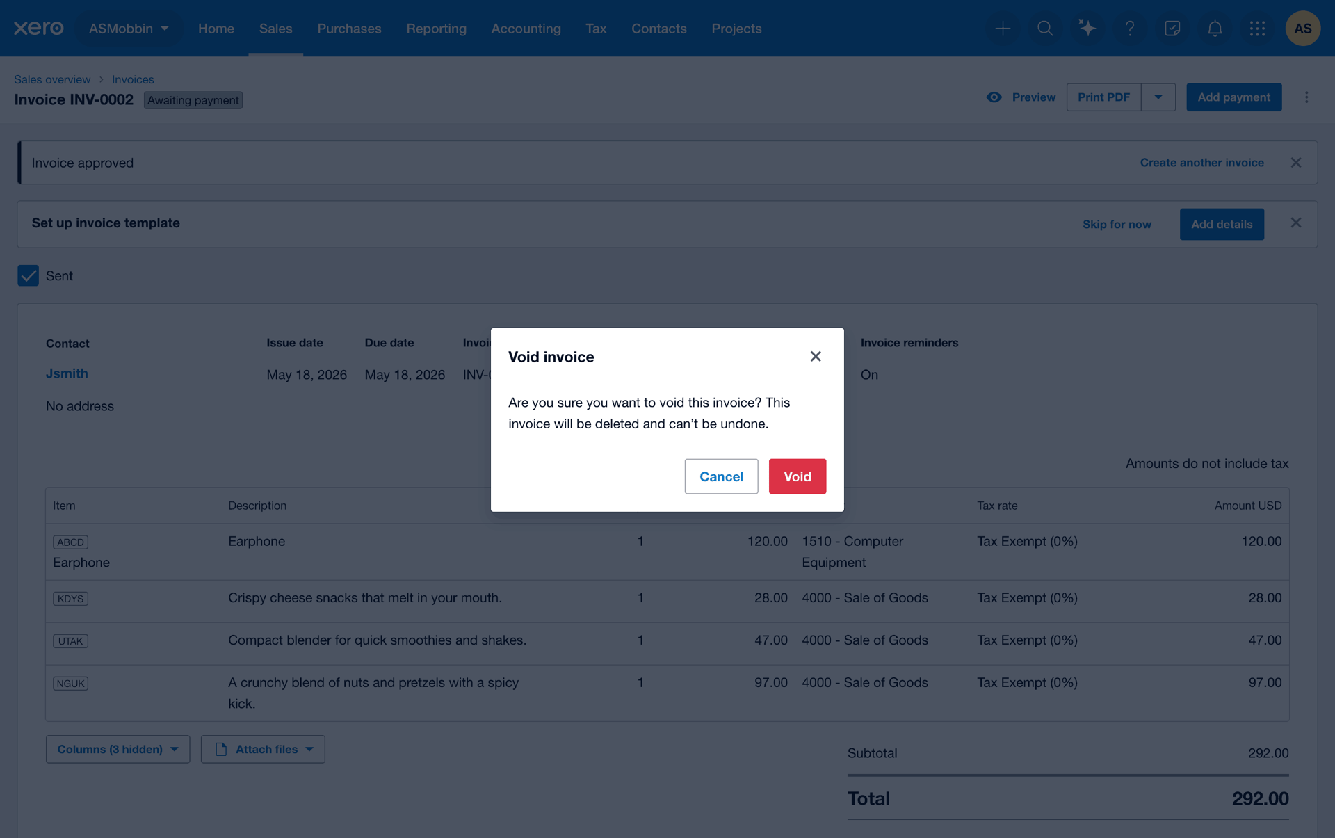 Xero Web Business interface screenshot 6