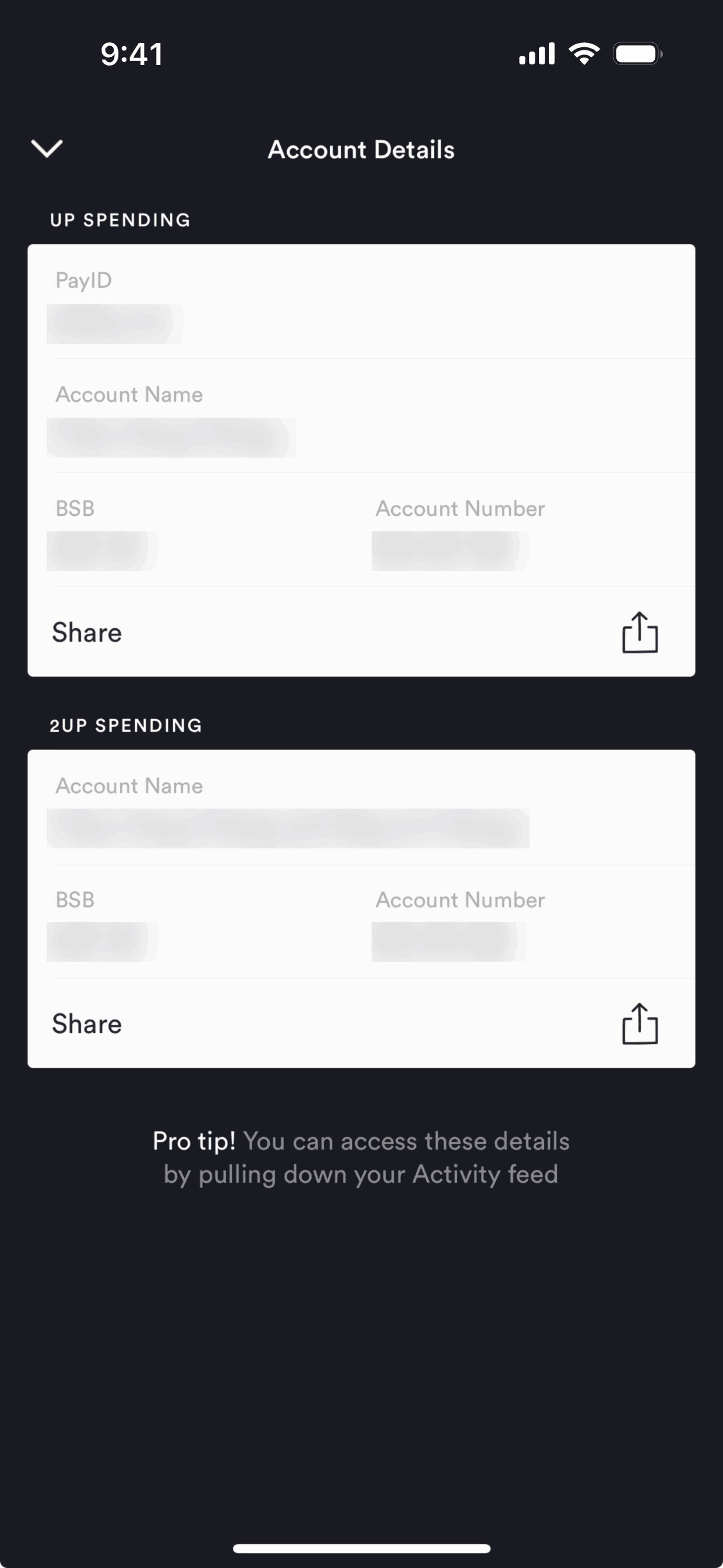 Up iOS Finance interface screenshot 8