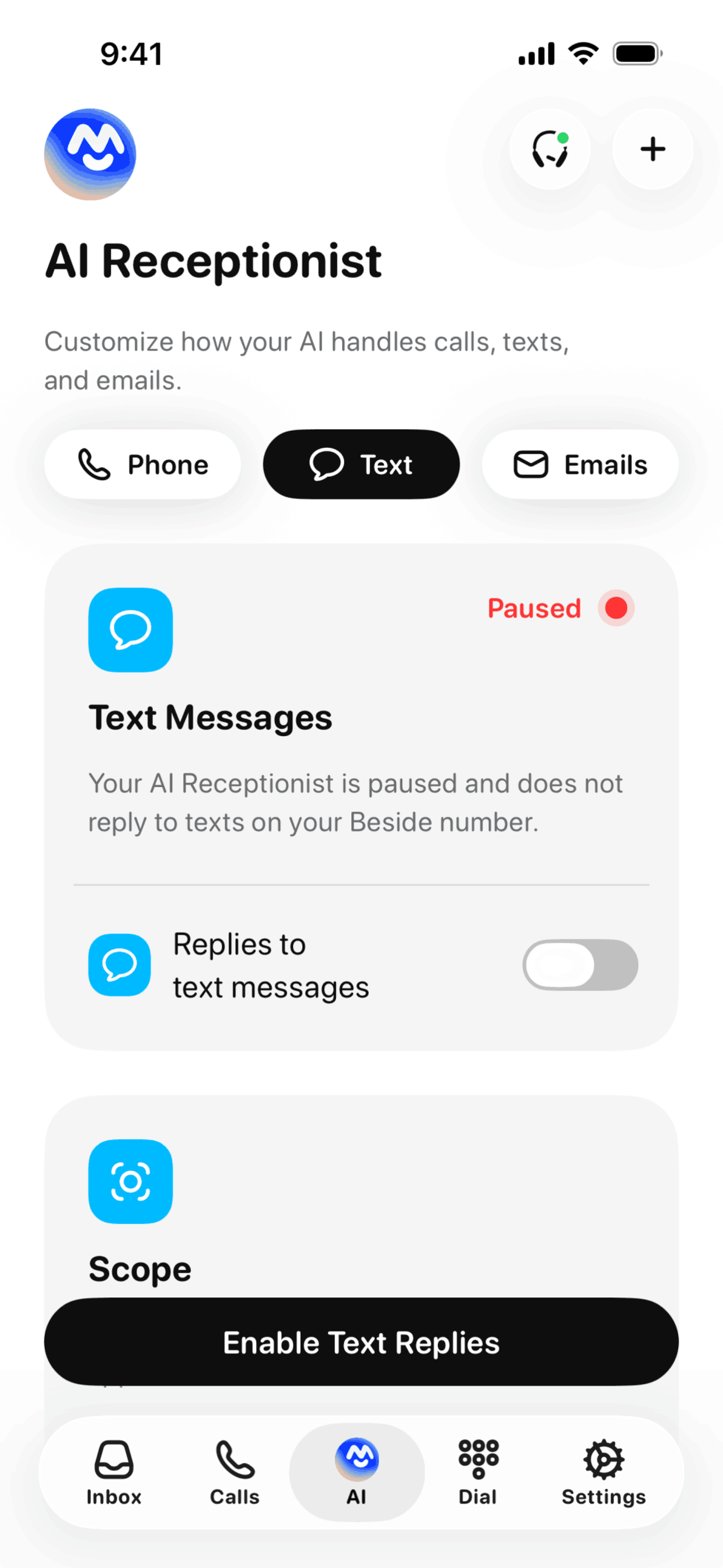 Beside iOS AI interface screenshot 14