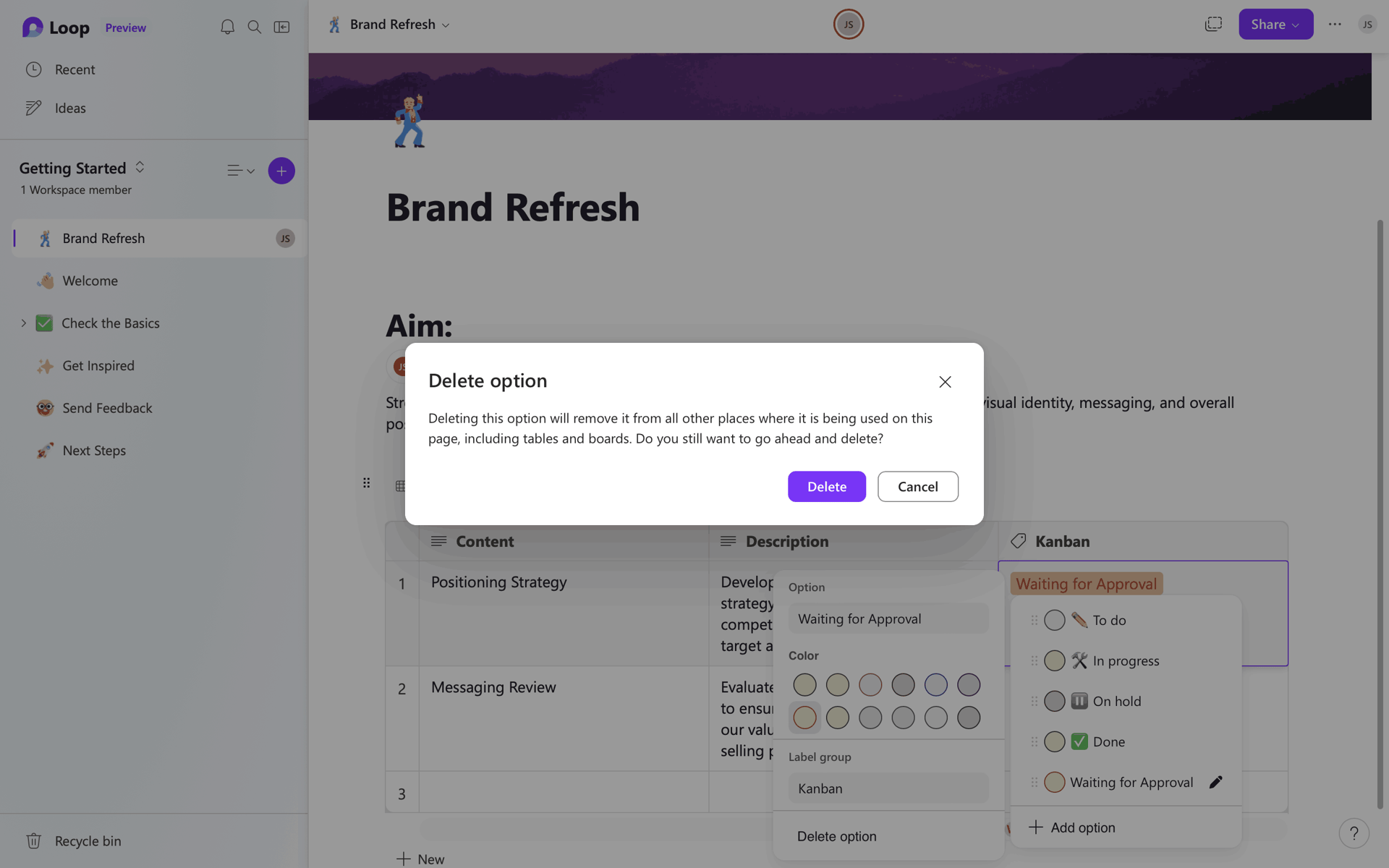 Microsoft Loop Web Collaboration interface screenshot 6