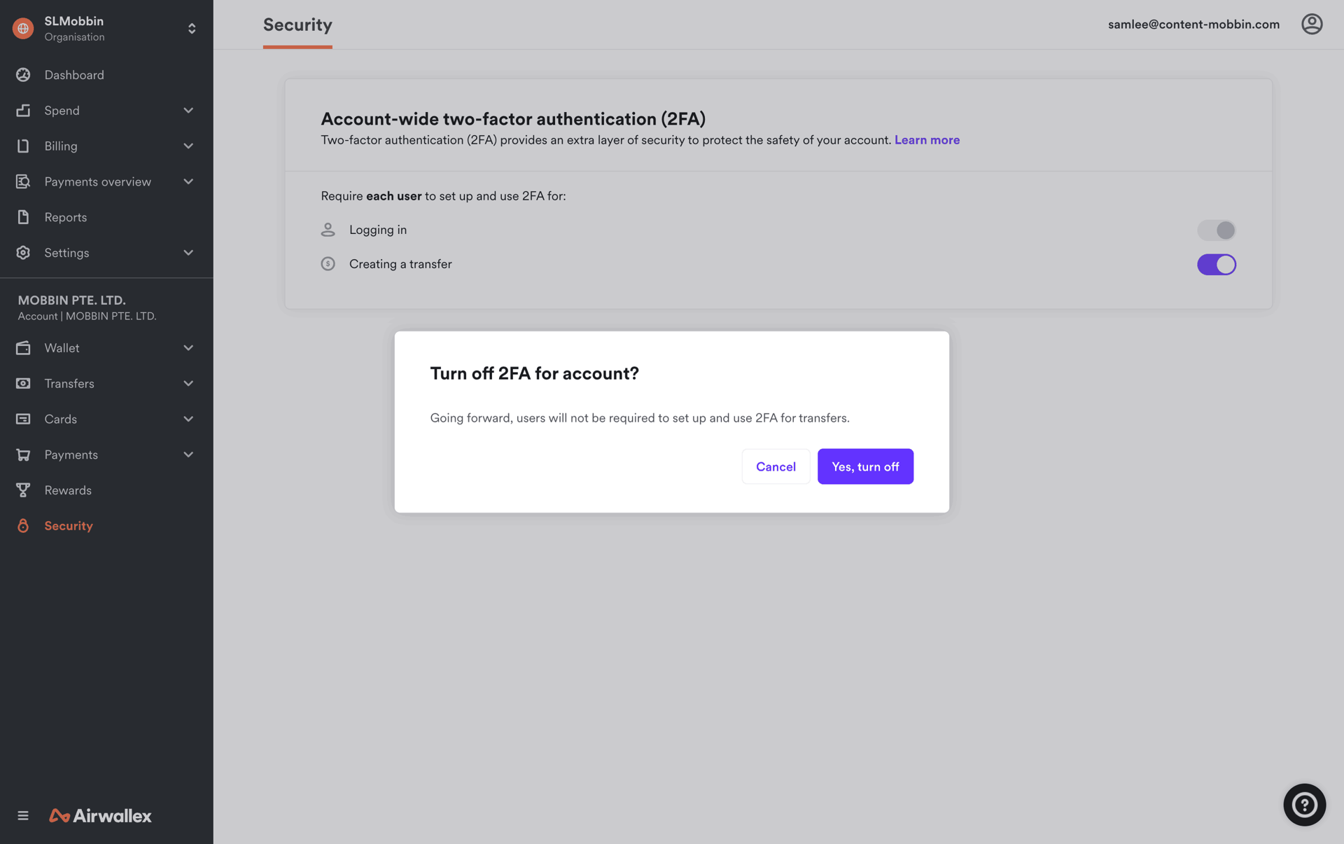 Airwallex Web Finance interface screenshot 7