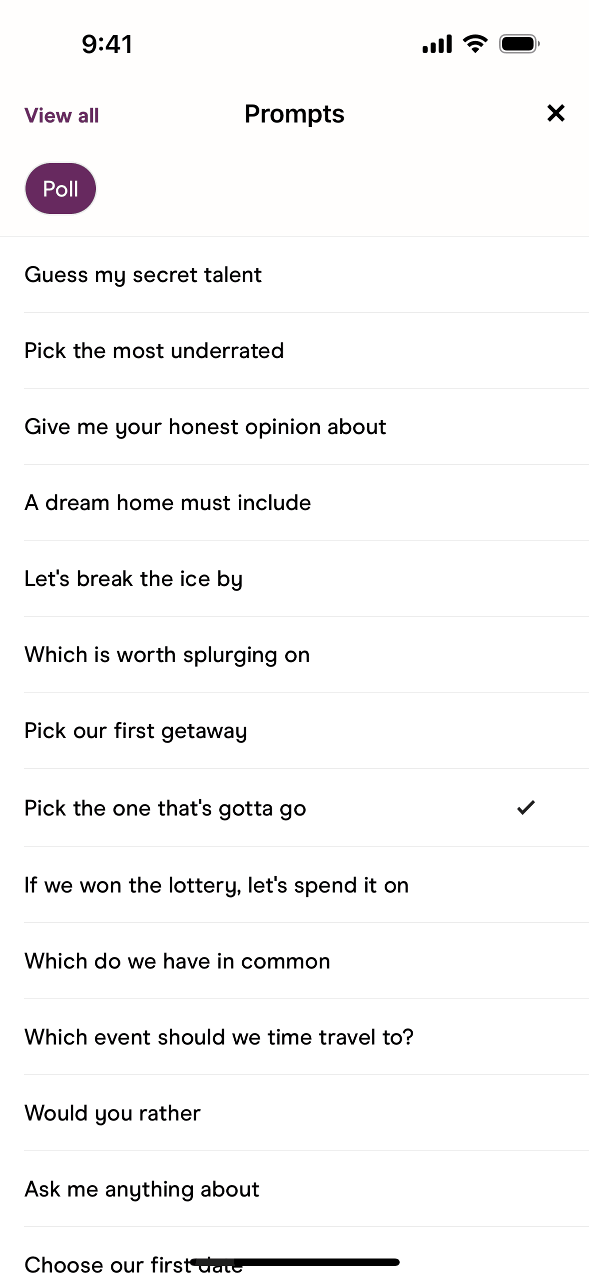 Hinge iOS Lifestyle interface screenshot 24