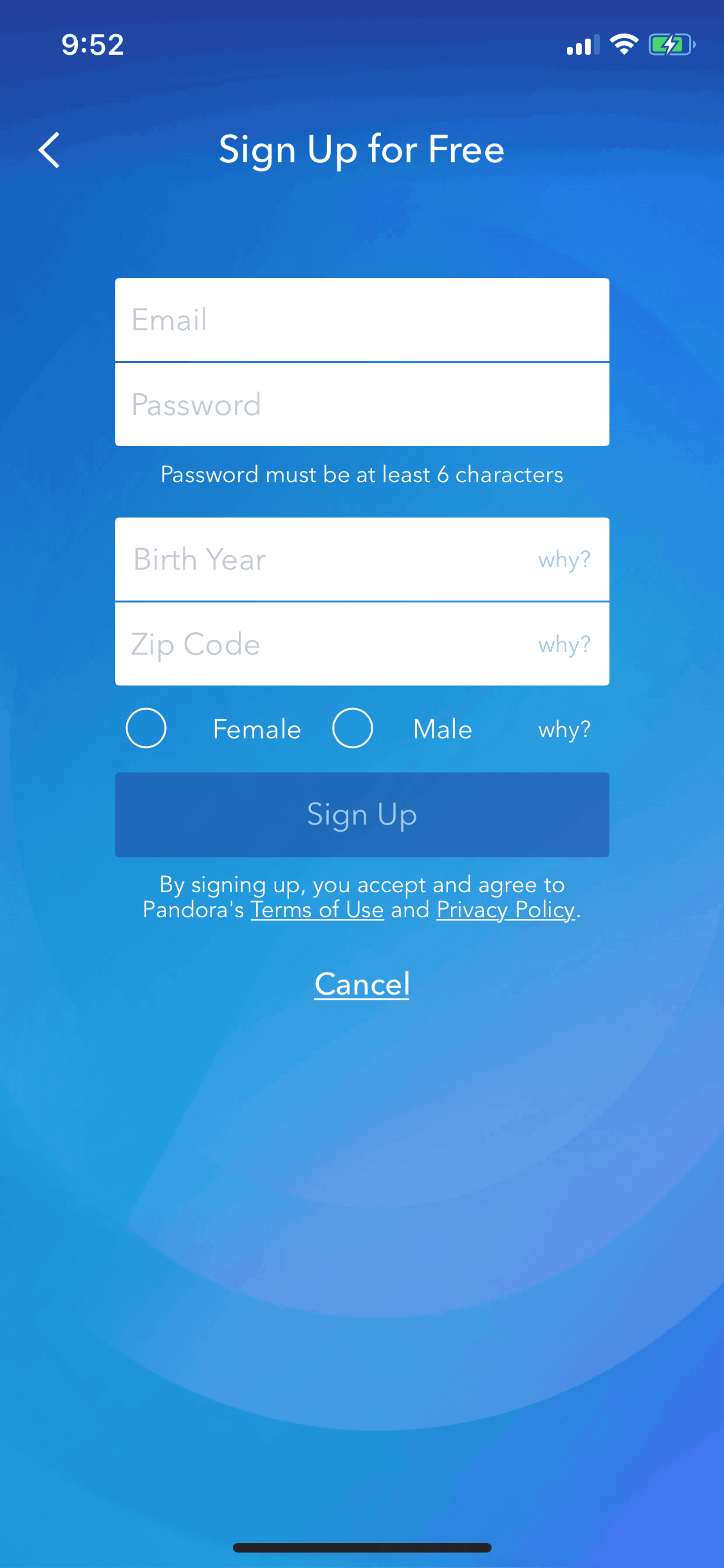 Pandora iOS Music & Audio interface screenshot 4