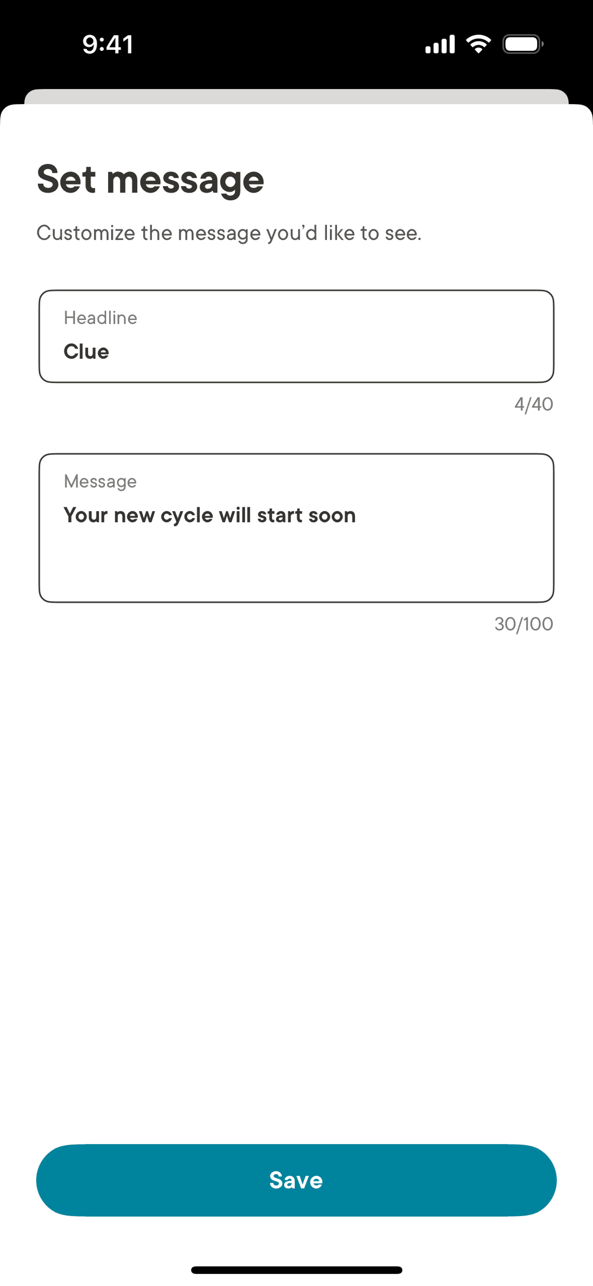 Clue iOS Health & Fitness interface screenshot 5