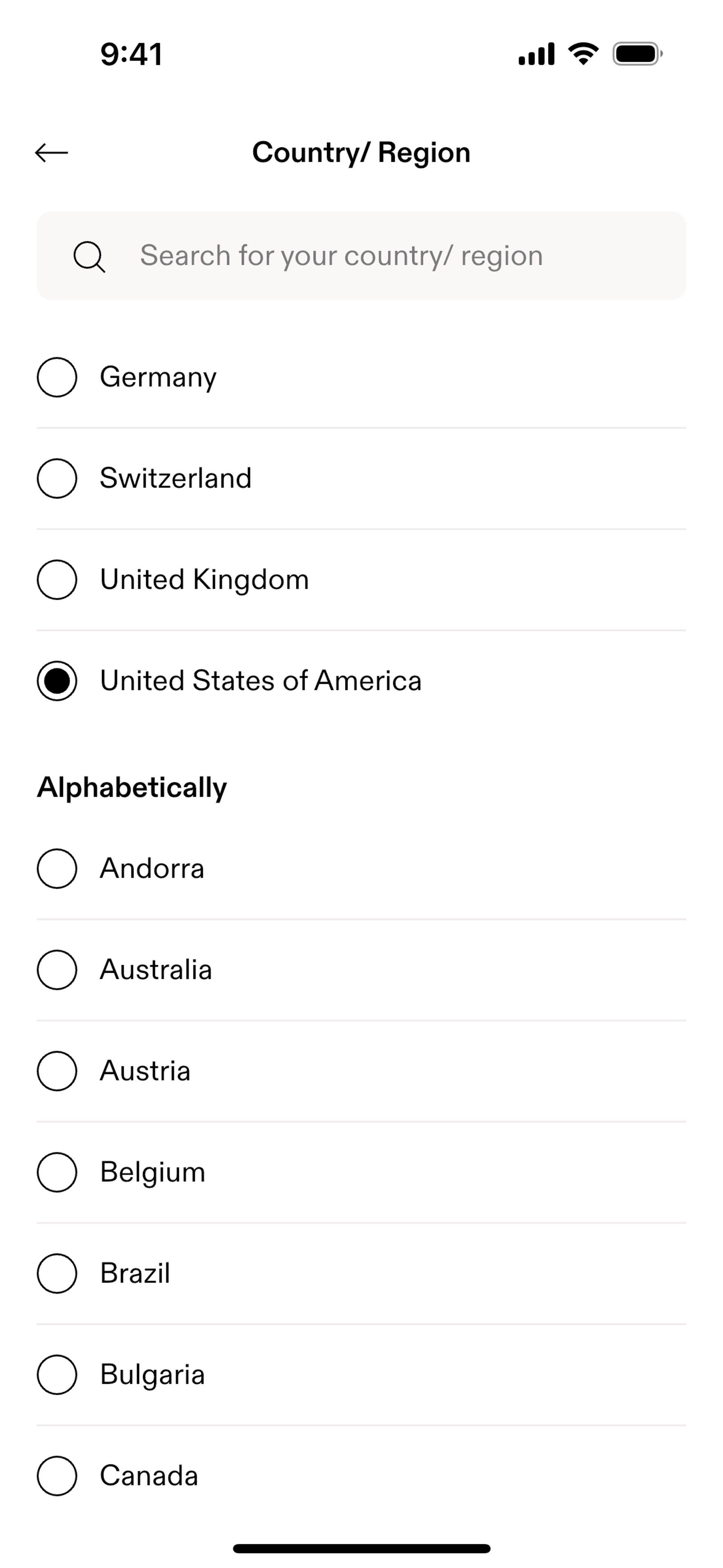 Change country or region on On (ios) screen 2