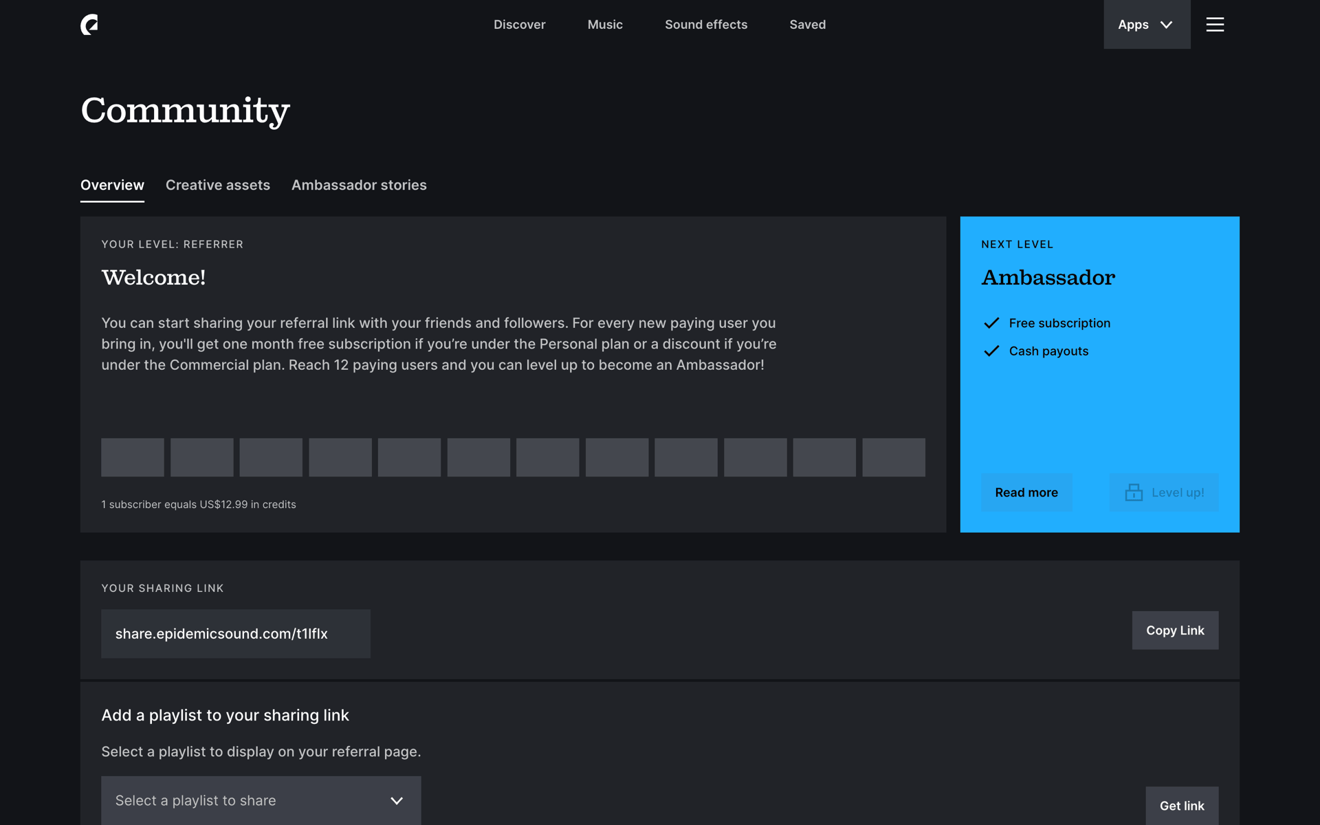 Epidemic Sound Web Entertainment interface screenshot 18