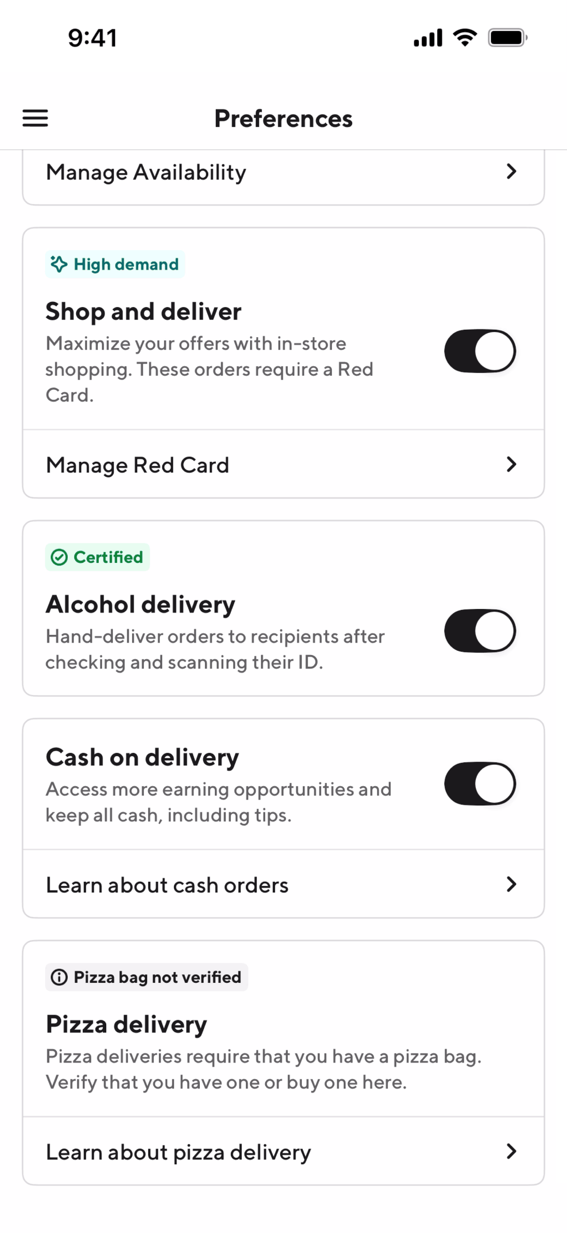 DoorDash Dasher iOS Business interface screenshot 15