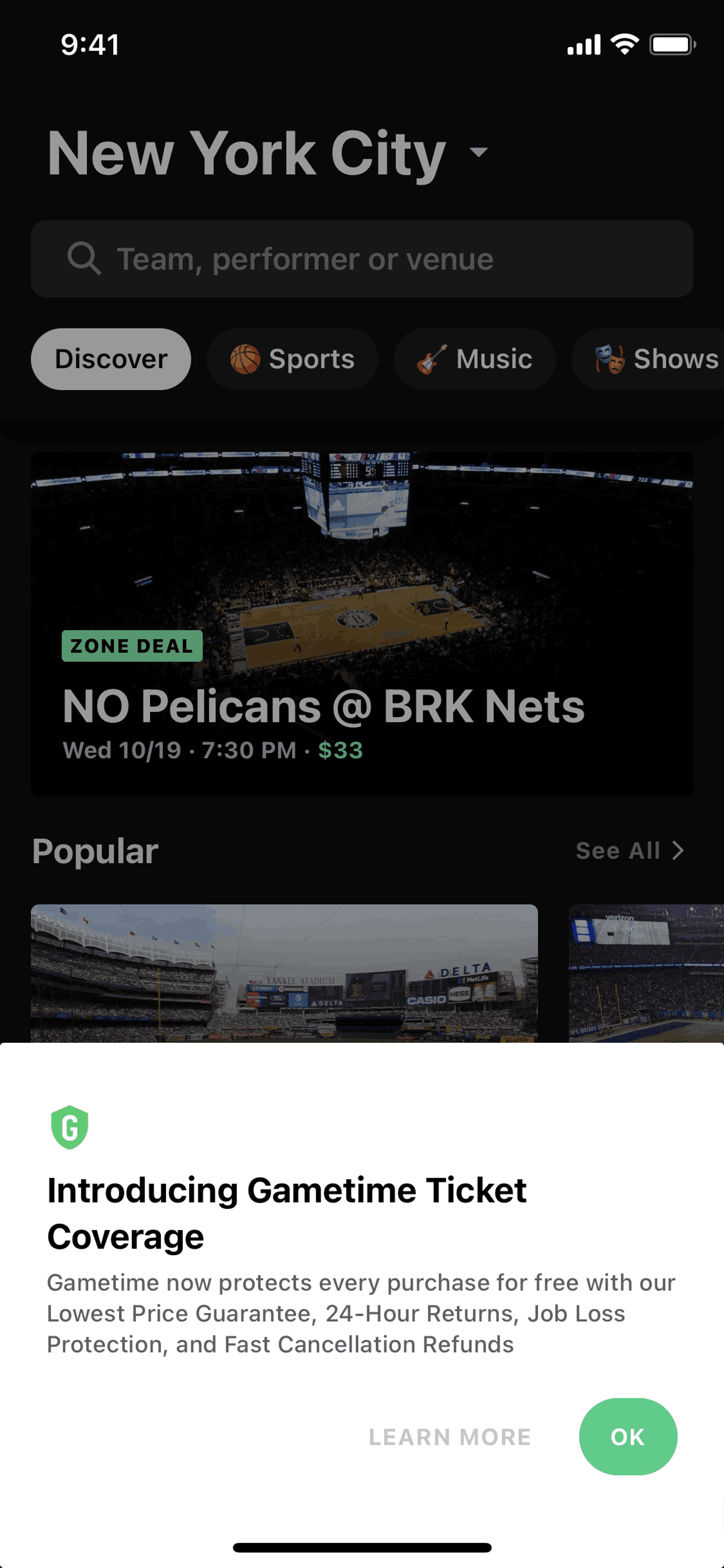 Gametime iOS Entertainment interface screenshot 20