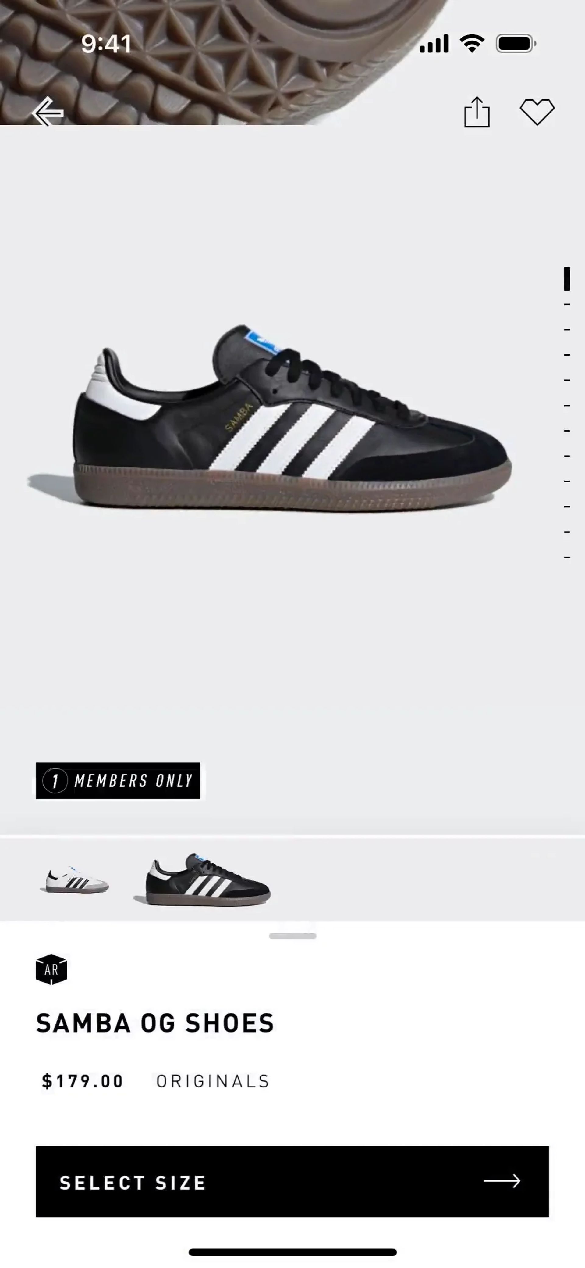 Product detail on adidas (ios) screen 2