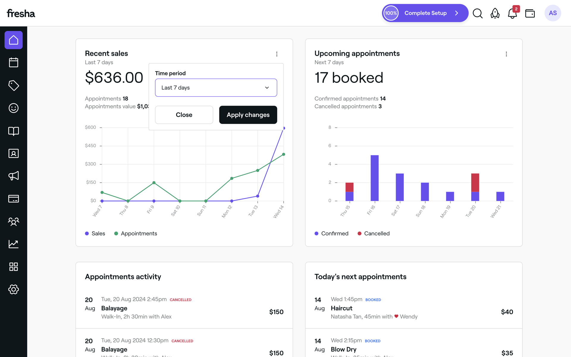 Fresha Web Business interface screenshot 12