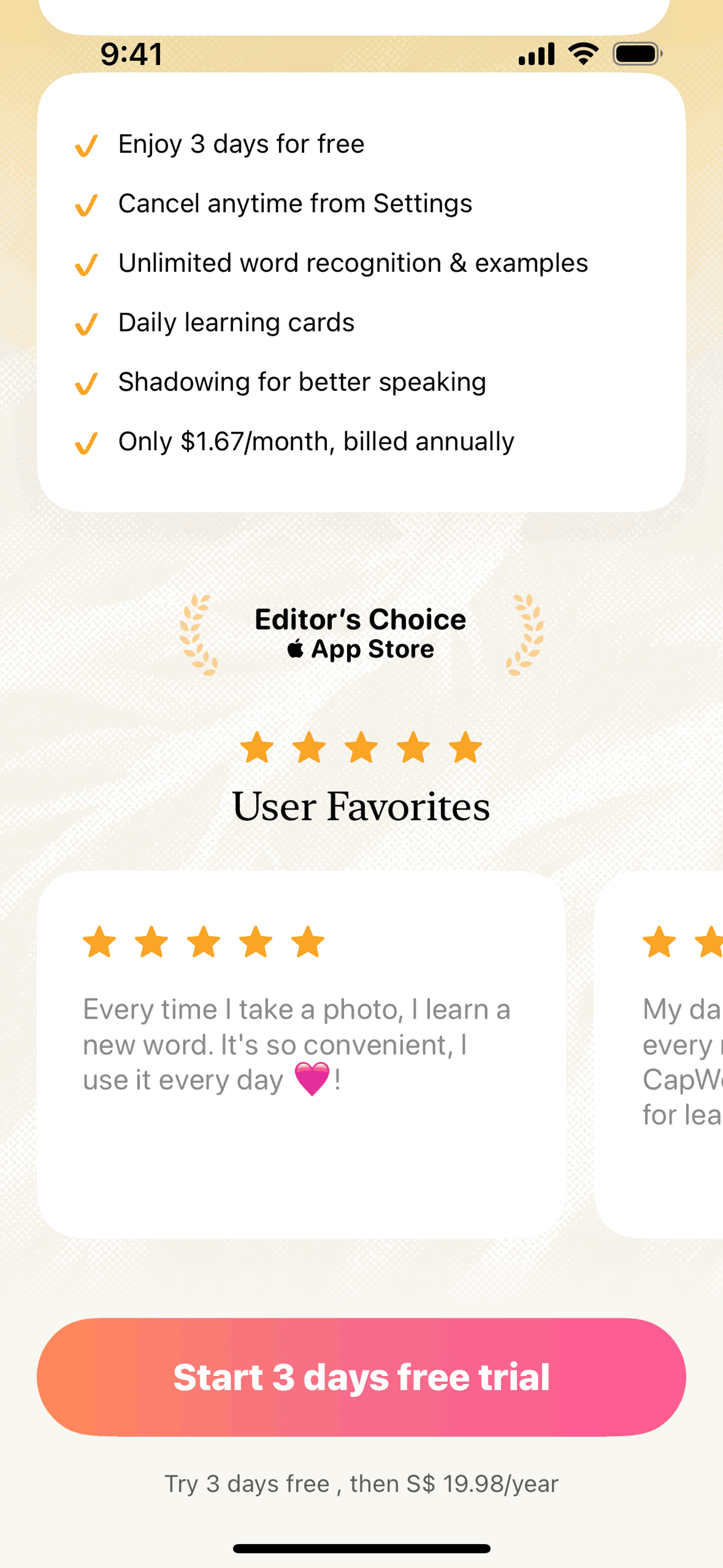 CapWords iOS AI interface screenshot 5