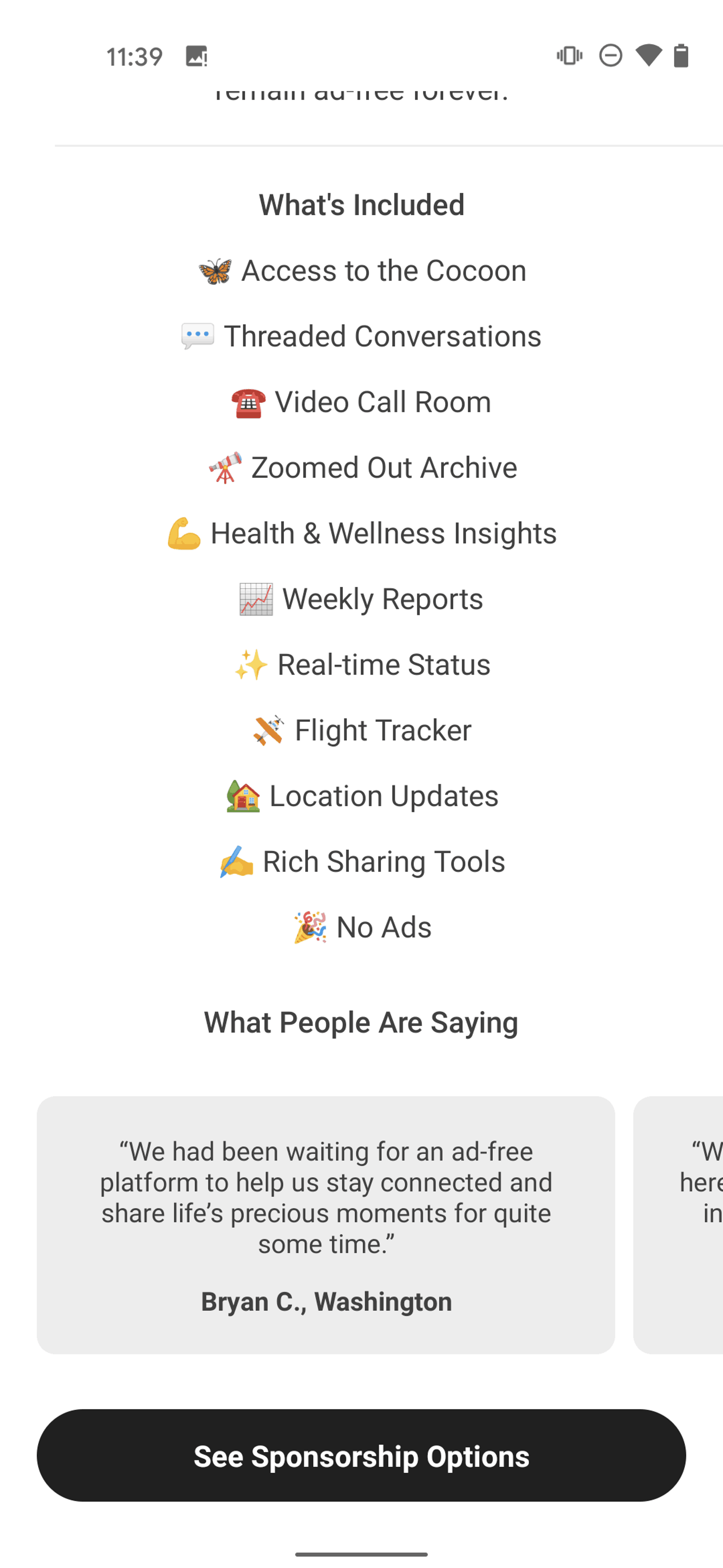 Cocoon Android Social Networking interface screenshot 17