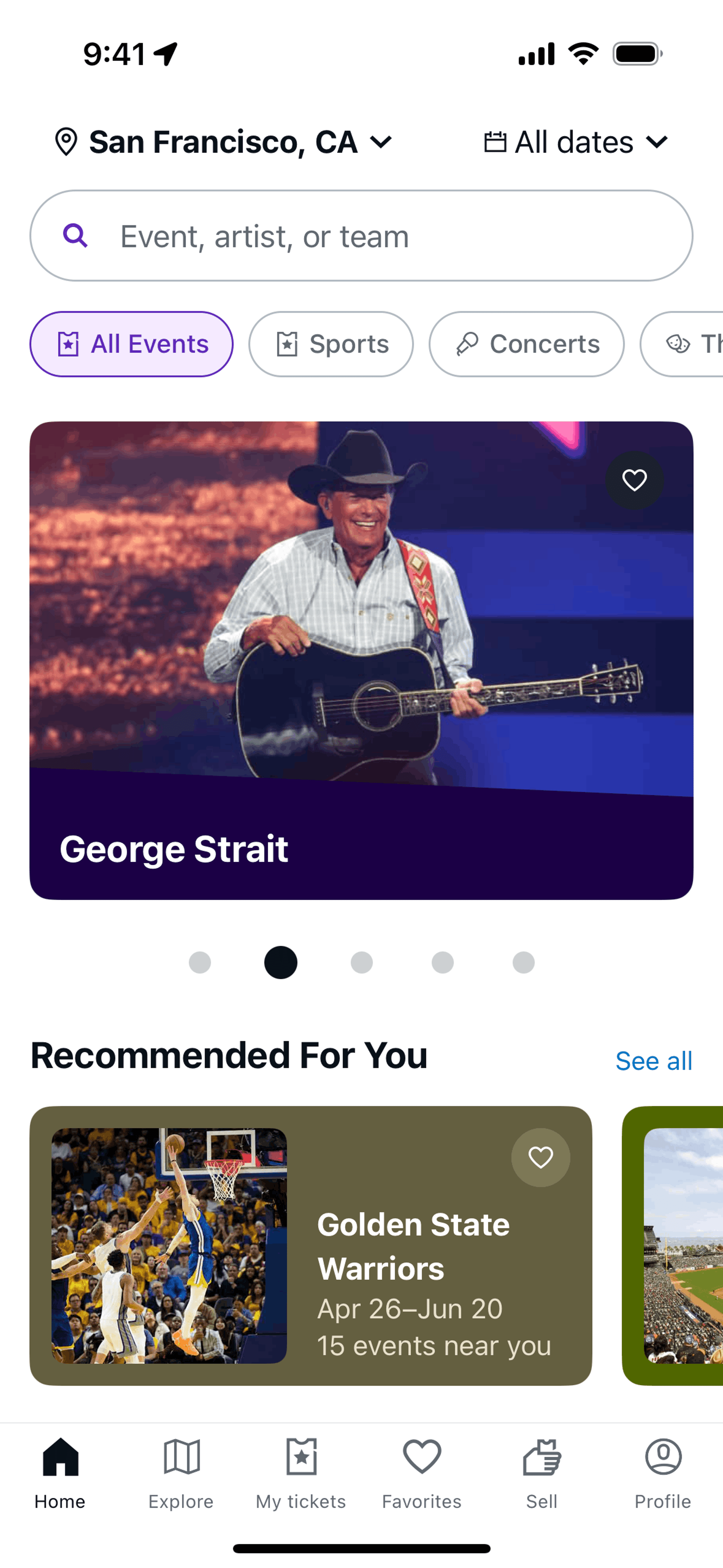 StubHub iOS Entertainment interface screenshot 24
