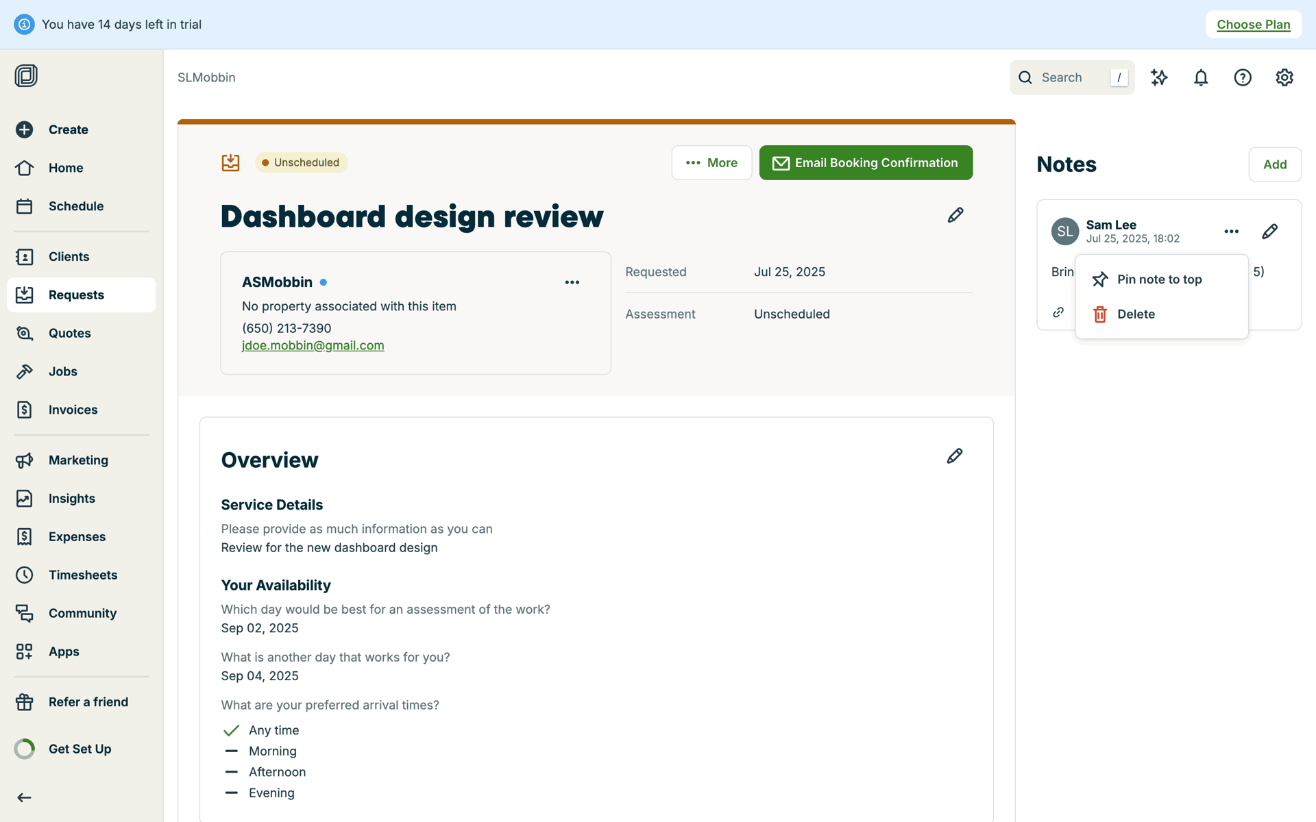 Jobber Web Business interface screenshot 11