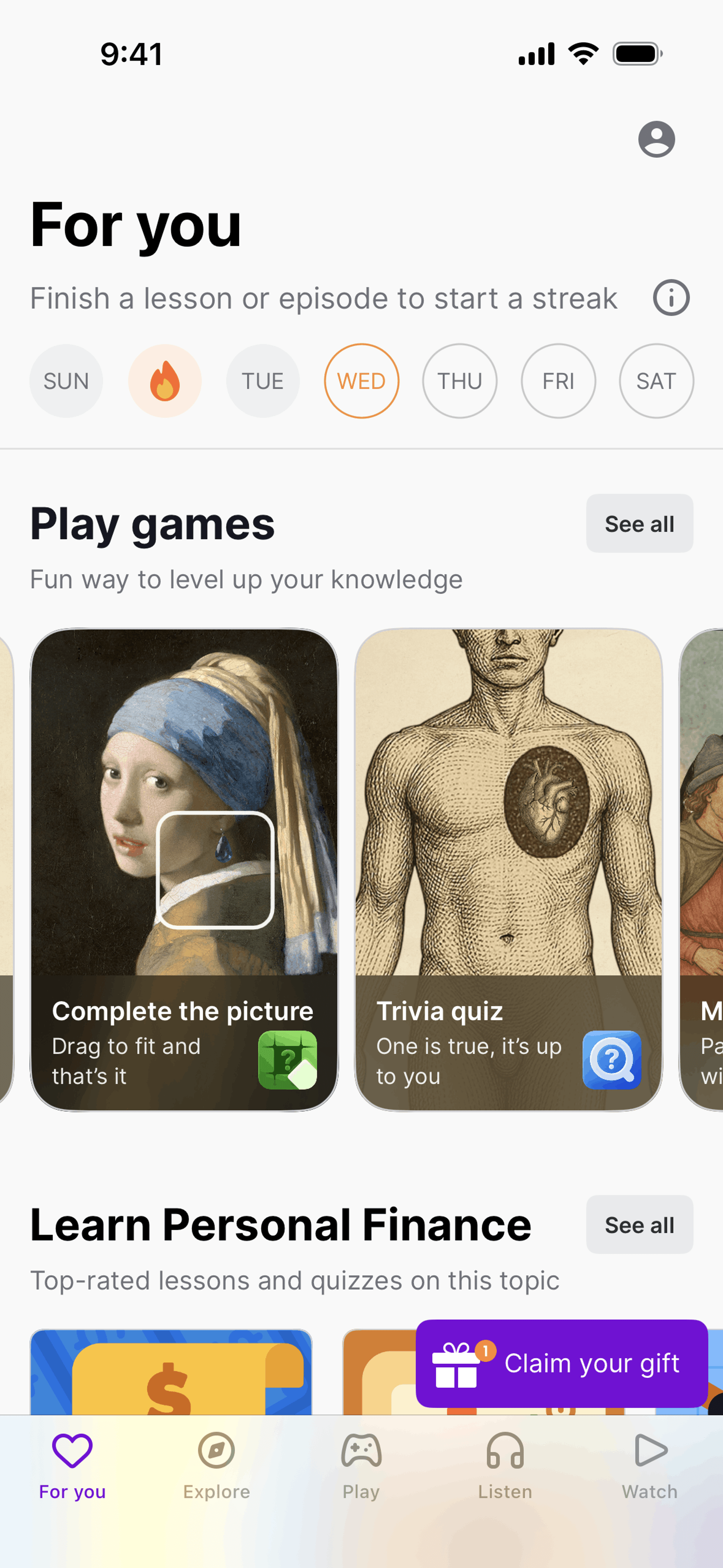 Nibble iOS quiz interface screenshot 2