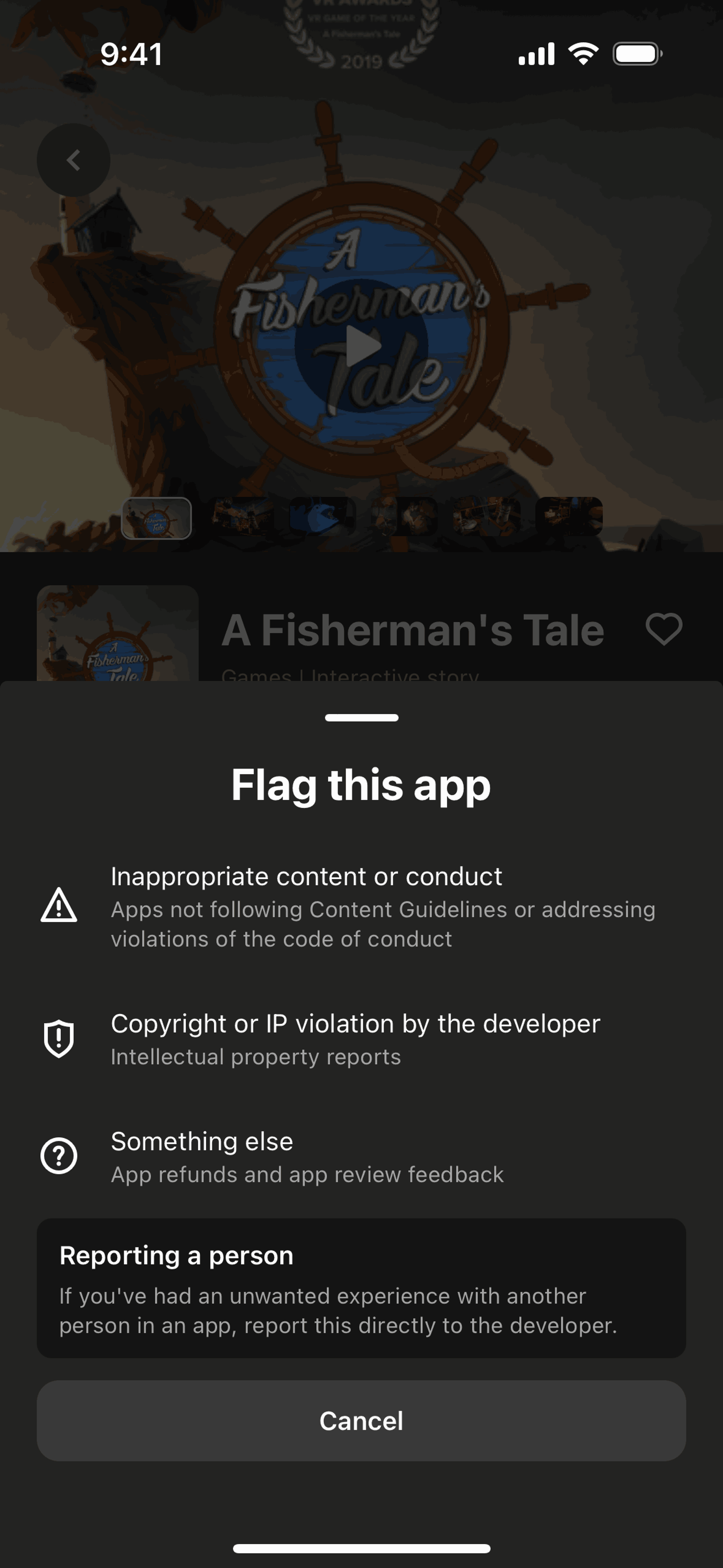 Meta Quest iOS Entertainment interface screenshot 22