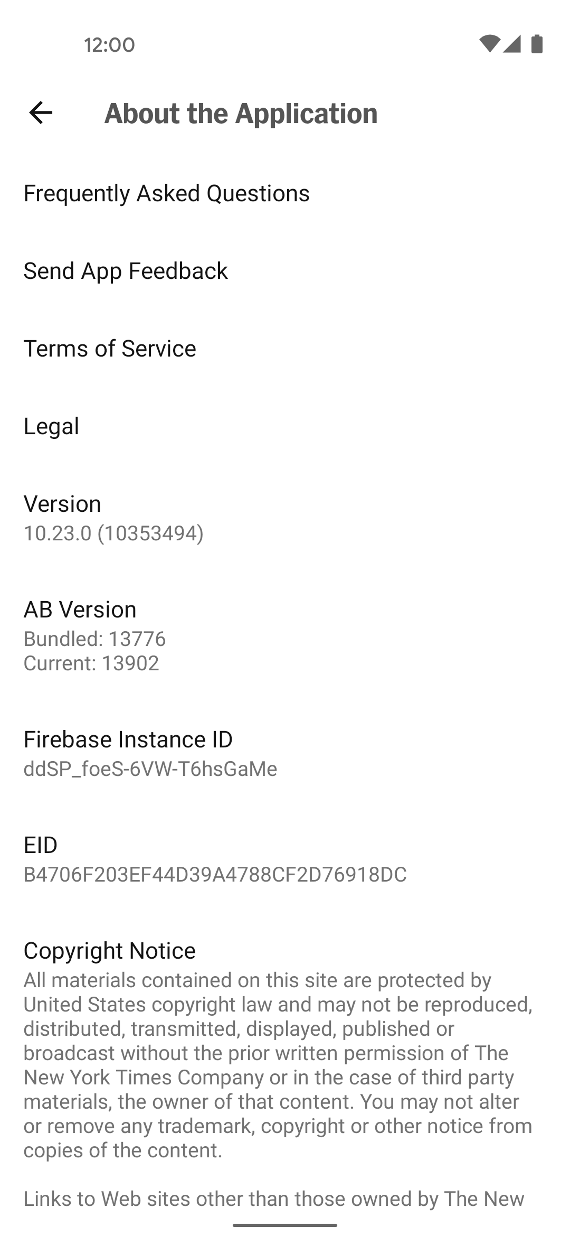 The New York Times Android News interface screenshot 8