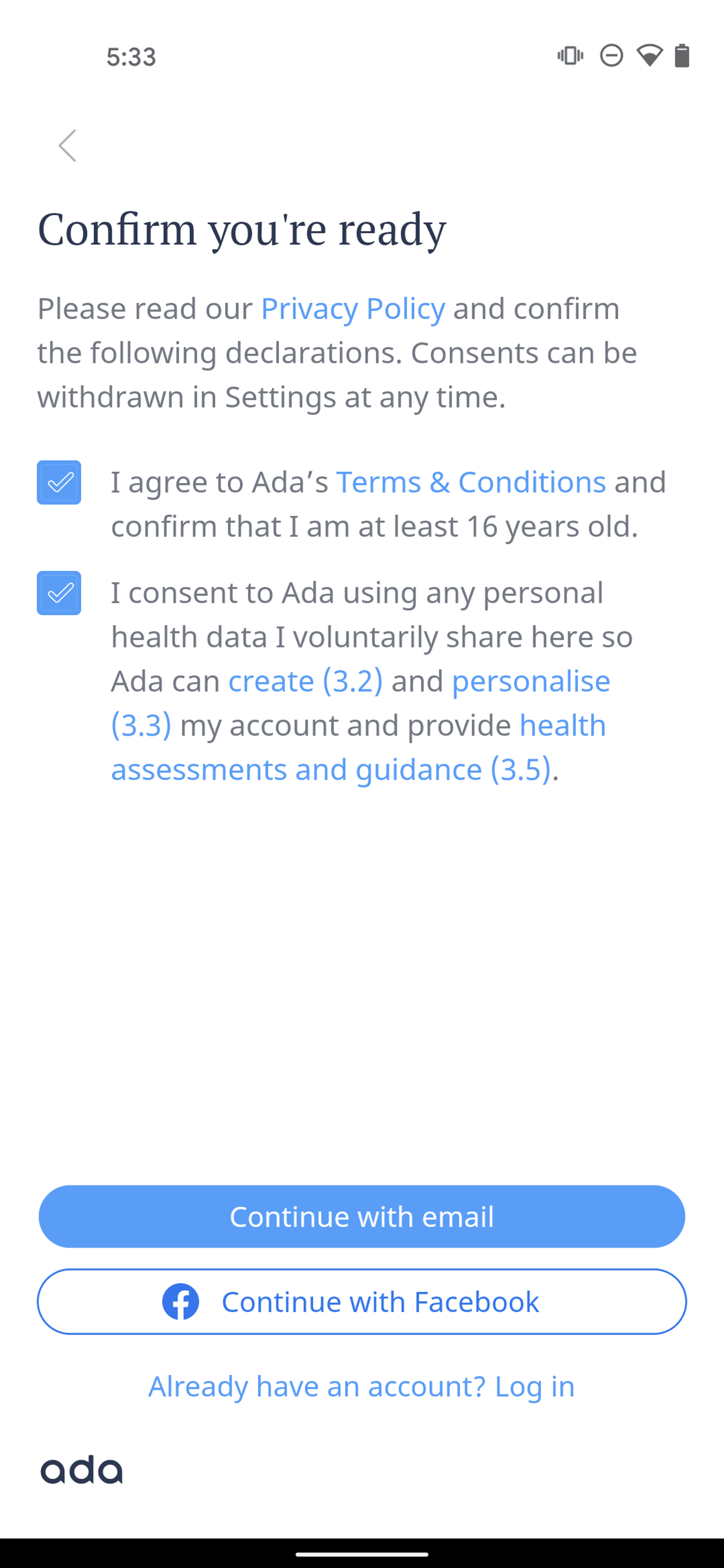 Ada Android Medical interface screenshot 9