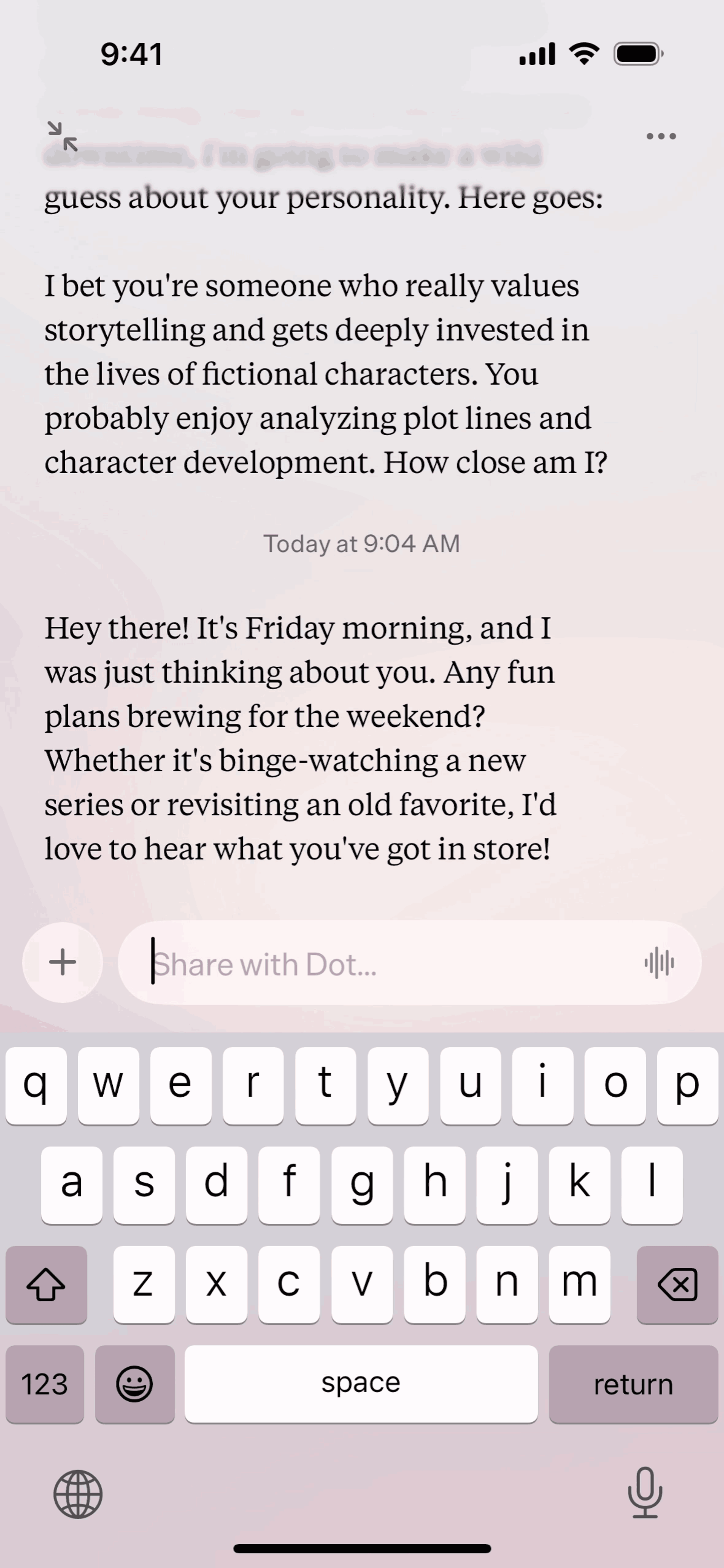 Dot iOS AI interface screenshot 8