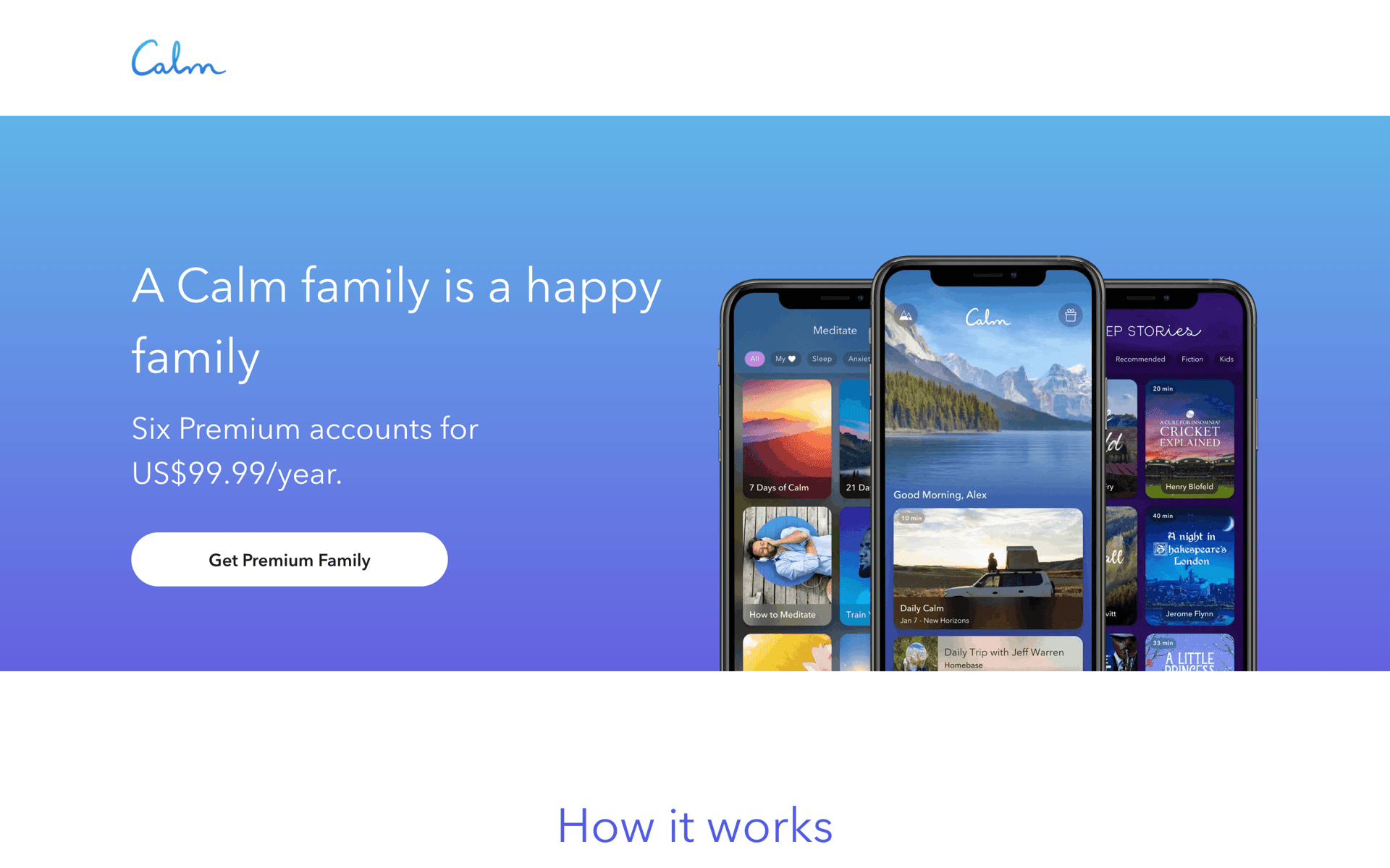 Calm Web Health & Fitness interface screenshot 14